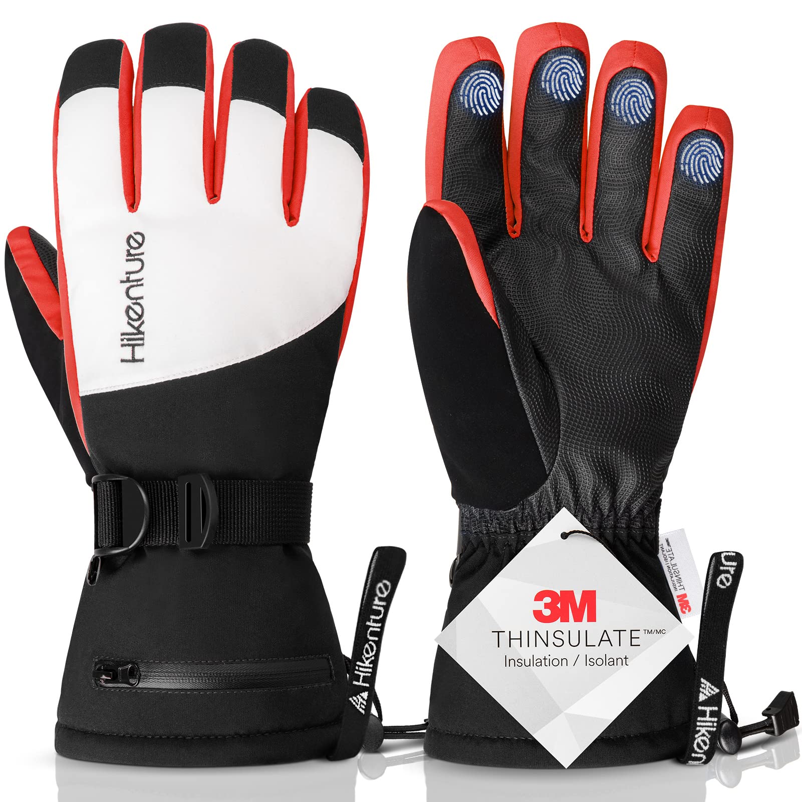 HIKENTURE スキーグローブ スノボ グローブ 3Mシンサレート 防寒グローブ スポーツグローブ スノーボード グローブ アウトドアグローブ 手袋 レディース メンズ 冬用 防風防寒 撥水加工 滑り止め 紛失防止 保温 厚手 通気性 クライミンググロ