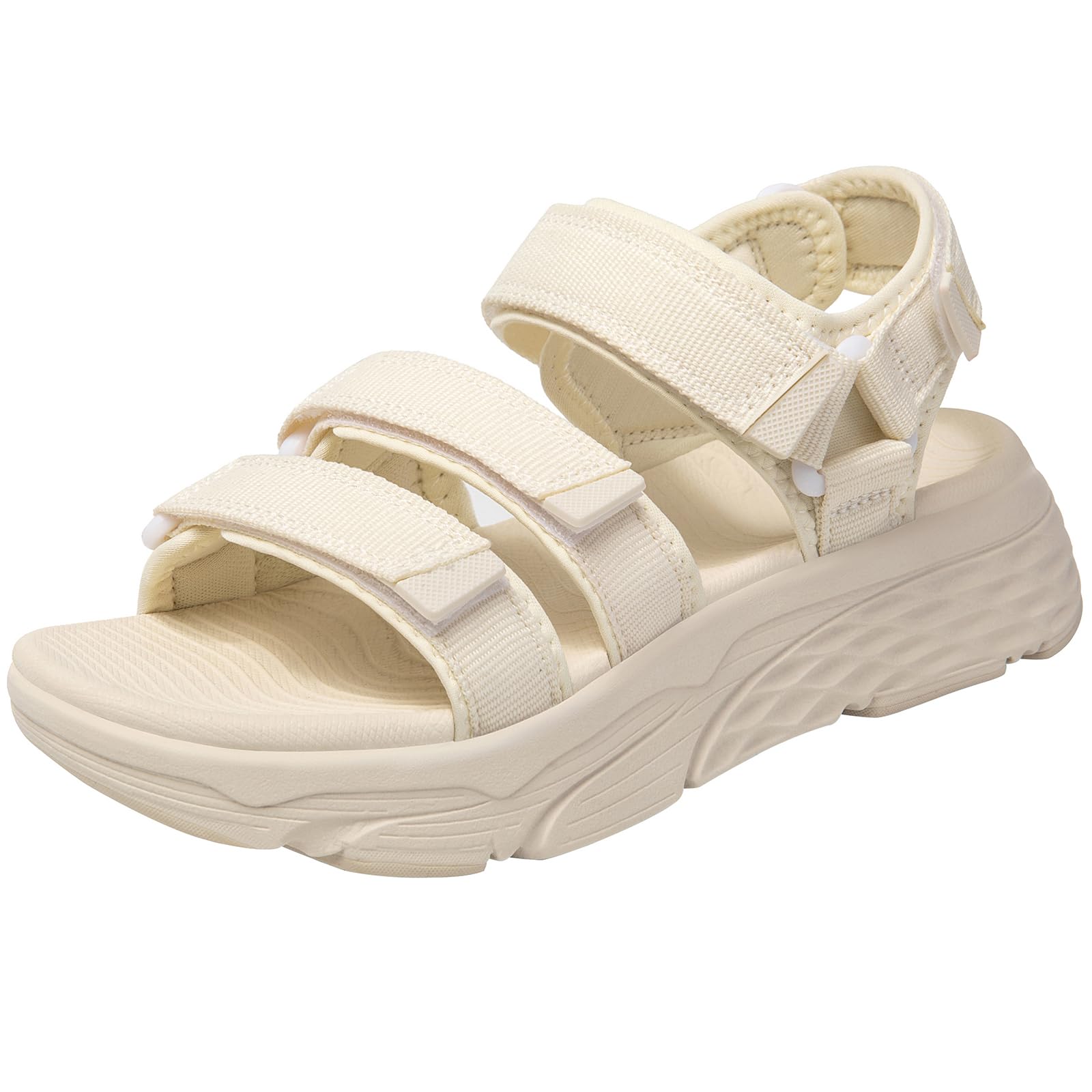 [MERPHINE] スポーツサンダル レディース ニット メッシュ 厚底 オフィス サンダル 夏 通気ウォーキング 歩きやすいおしゃれ オシャレ クリーム入り 24.0cm