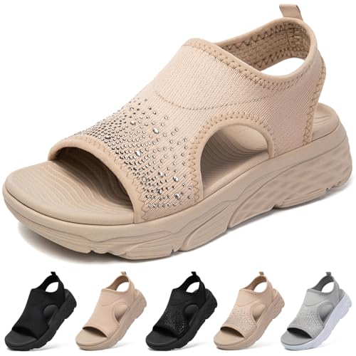 [MERPHINE] スポーツサンダル レディース ニット メッシュ 厚底 オフィス サンダル 夏 通気 軽量ウォーキング 歩きやすいおしゃれ オシャレ