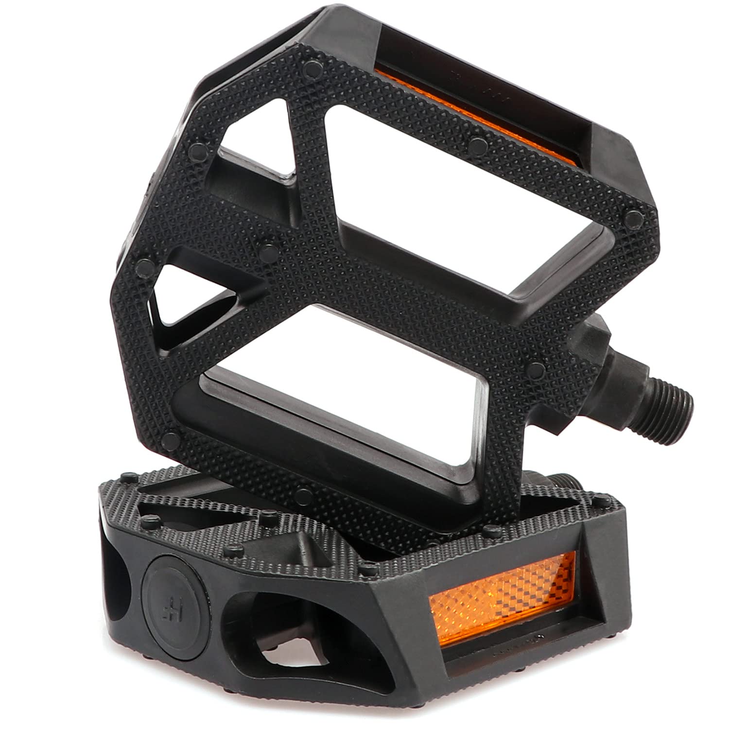 AVASTA 自転車ペダル 軽量 bmx ナイロン繊維 フラット ペダル 反射リフレクター付き マウンテンバイク ..