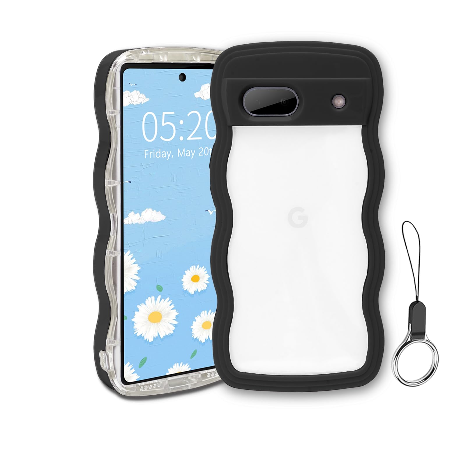 Google Pixel 8 ケース クリア ウェーブ ピクセル 8 TPU波状フレーム うねうね グーグル ピクセル8 滑り止め スマホケースウェーブ デザイン 手にフィット 韓国 可愛い 女子向け 透明 ケースカバー 人気 落下防止 耐衝撃 ストラップ