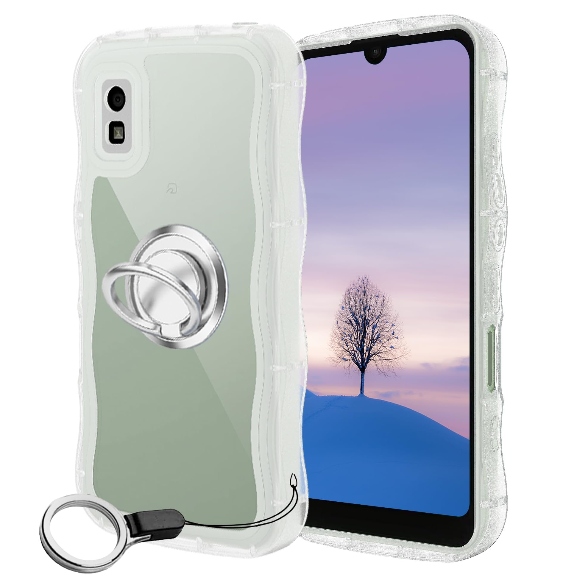 Rakuten - AQUOS wish wish2 ケース クリア ウェーブ リング付き SH-51C SHG06 A104SH SH-M20 TPU波状のバンパー 透明 スマホケース かわいい うねうね アクオス ウィッシュ2 ウェーブ デザイン 可愛い 韓国 女性用 薄