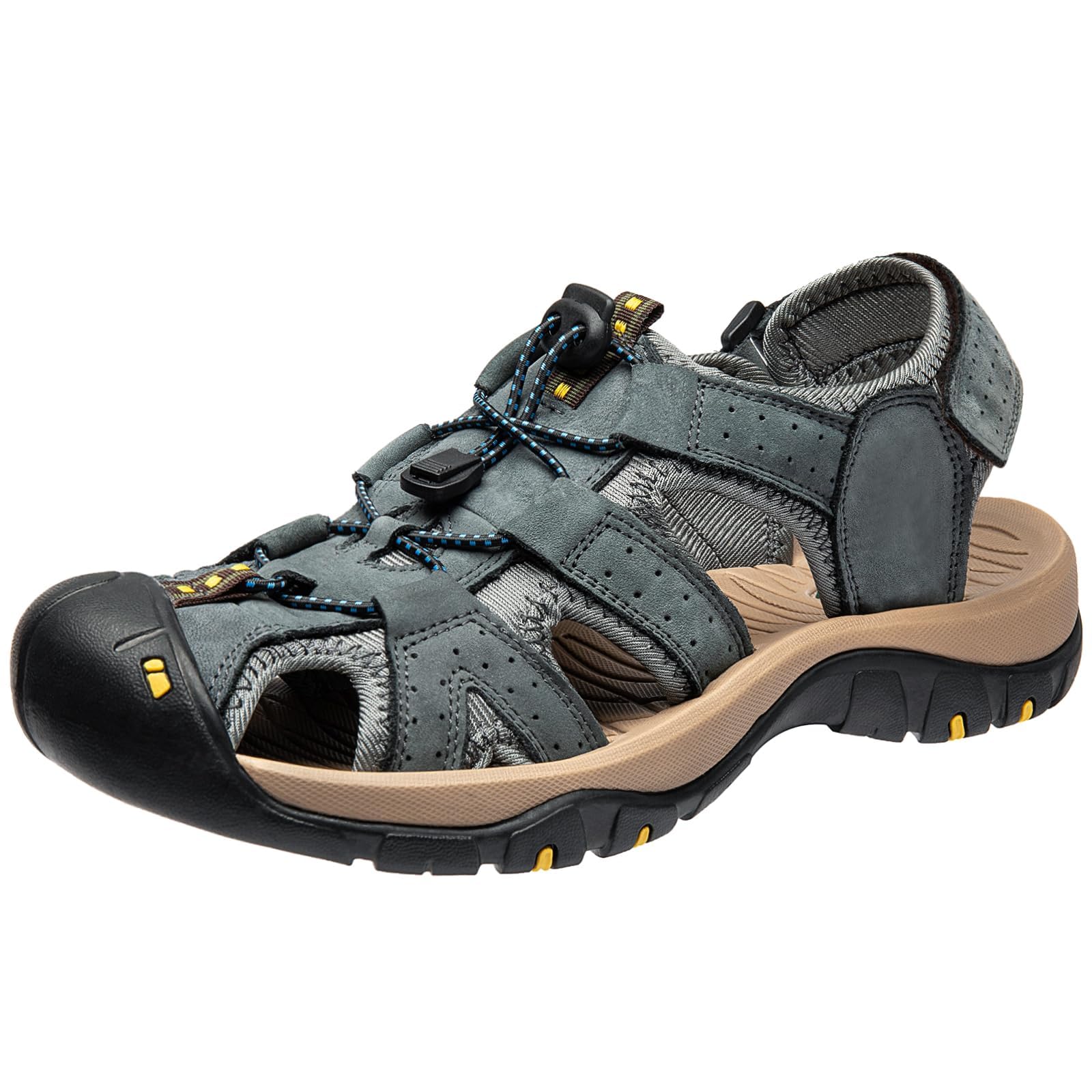 [STRDEOUT] メンズ アウトドアサンダル サンダルシューズ サンダルスニーカー 男性用サンダル ウォーキングサンダル 水陸両用 外履き サマーサンダル 夏用サンダル ウォーター キャンプ, 27.5 cm 3E, B グレー