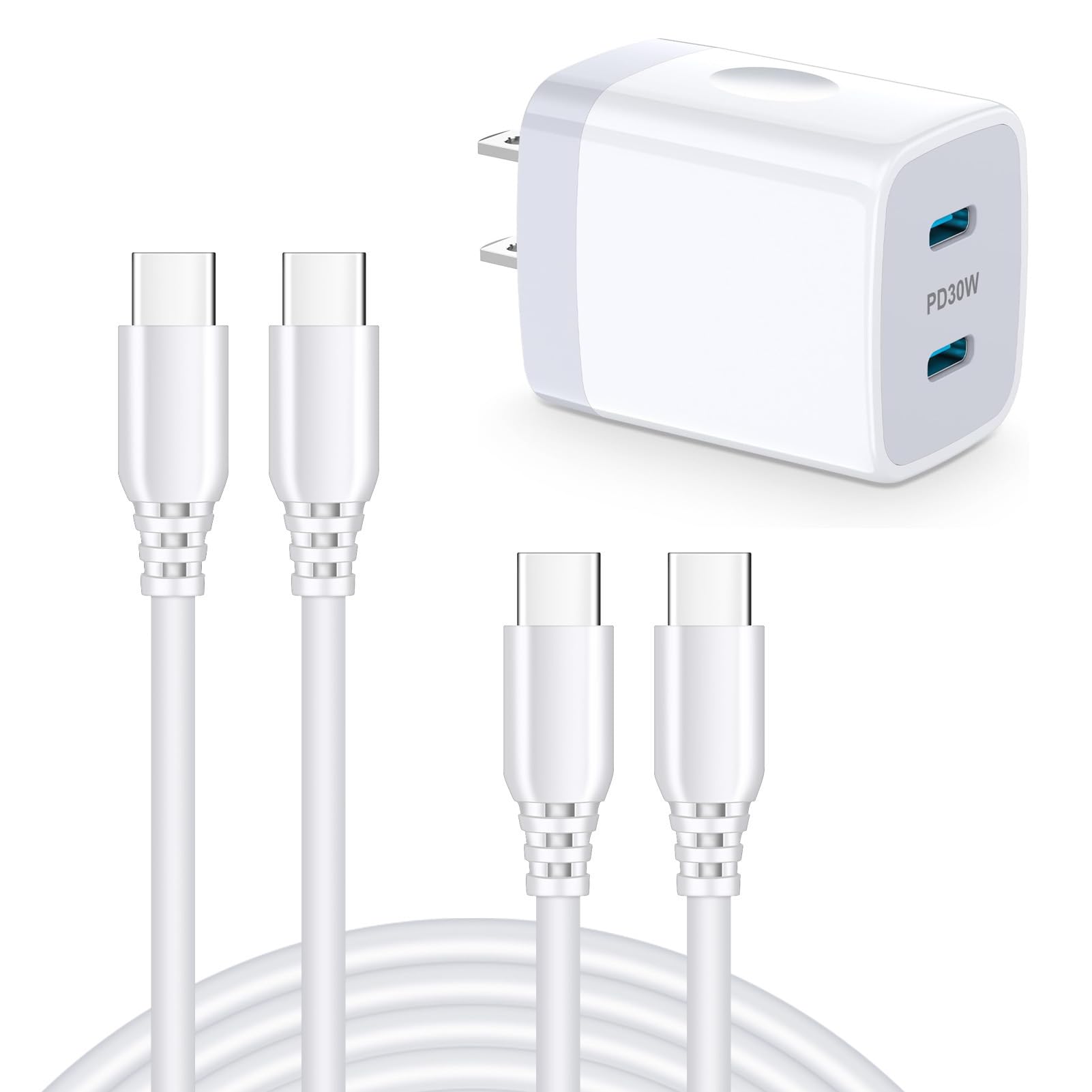 楽天VanVenusViviber 2ポートType-C充電器【PD30W急速】+タイプCケーブル 2本付き【0.9M/1.8M】usb-c iPhone ACアダプター Type-Cケーブル タイプCコンセントアンドロイド スマホ充電器 USB-C電源アダプター pd ip
