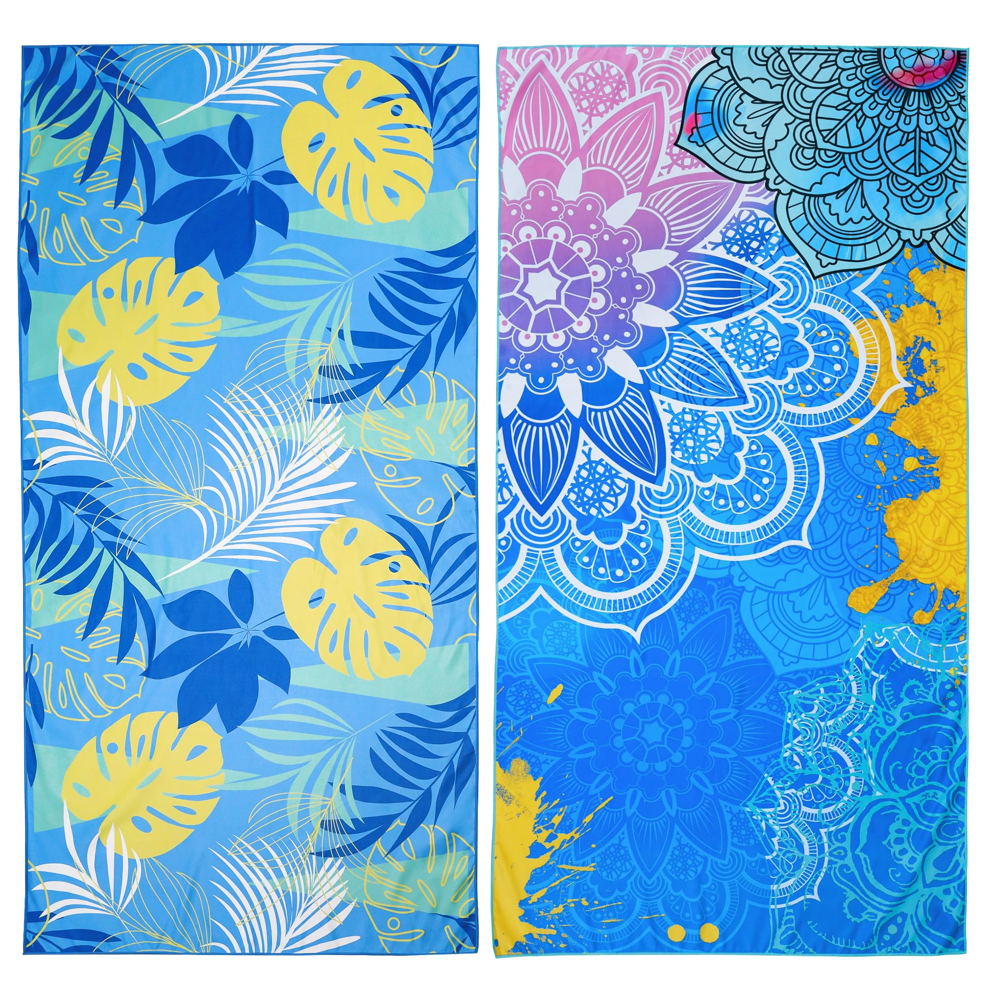 Winthomeビーチタオル90×180CM大判サイズ 防砂 薄手 ポーチ付き 旅行タオル マイクロファイバー 吸水 ..