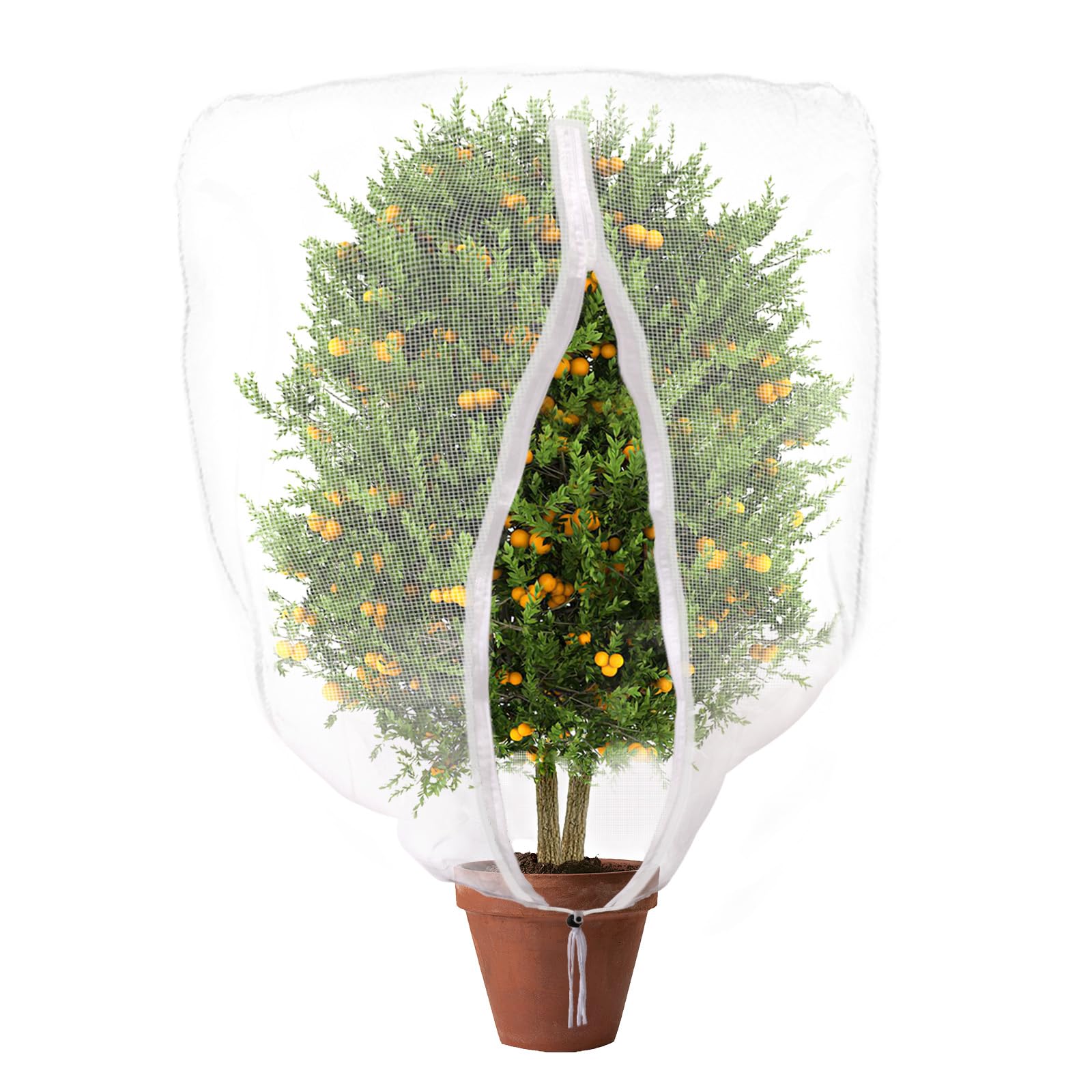 Neiang 植物保護カバー 防虫ネット プランター 1枚 ファスナー付き 巾着式 目合1mm 水やり可能 防虫カバー 野菜栽培 鳩よけネット 虫除け 鳥よけネット 家庭菜園 80×100cm