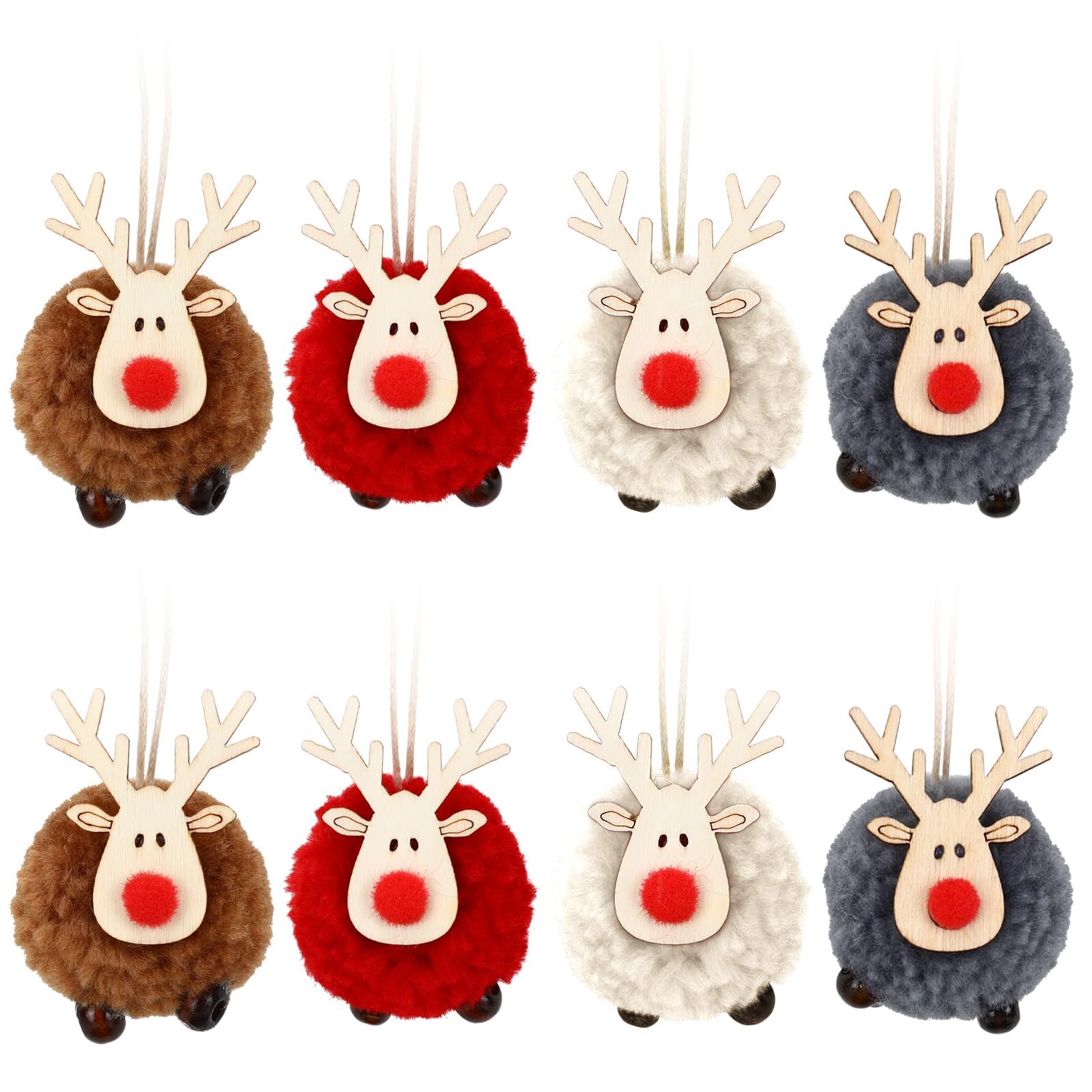 Neiang クリスマスツリー オーナメント トナカイ ぬいぐるみ 8個入 4色 クリスマスツリー飾り オーナメント 北欧 クリスマス 飾り トナカイ フェルト製 クリスマスプレゼント プチギフト 景品