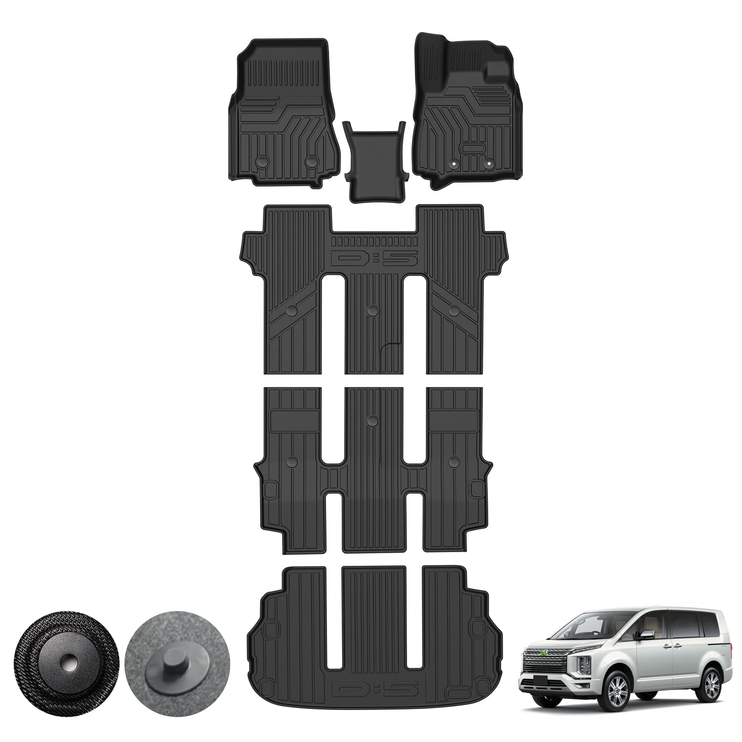 Kotesoto 三菱 新型デリカD5 フロアマット デリカD5型 セカンドマット Delica D:5 トランクマット 耐汚..