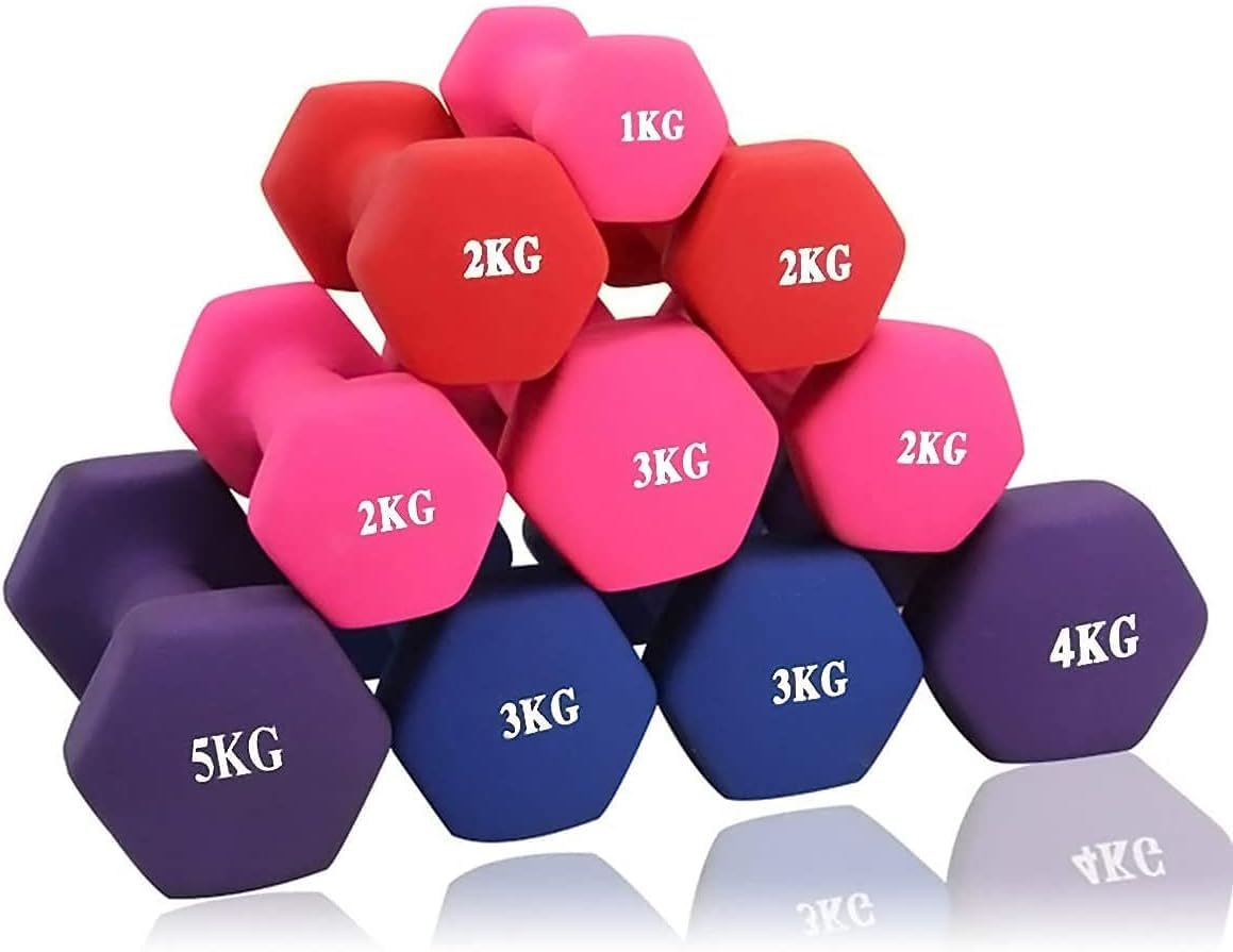 MOJEER ダンベル【2個セット1kg 2kg 3kg 4kg 5kg 6kg 8kg10kg】【 選べる4色】 筋トレ ダイエット 鉄アレイ ソフトコーティング JS (ピンク,1kg×2)