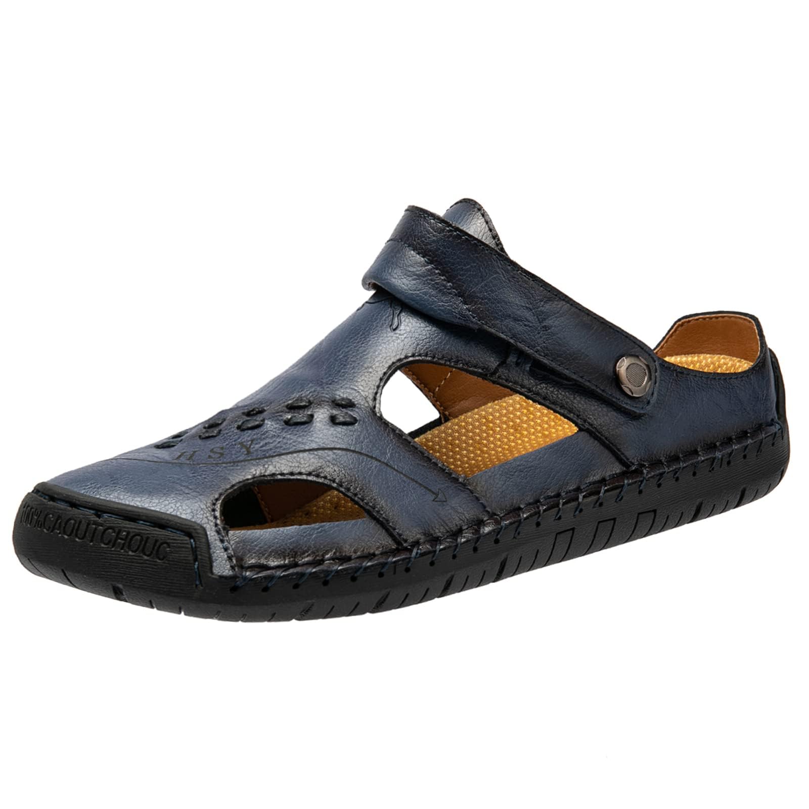 [STRDEOUT] メンズ サンダル 本革 さんだる スポーツサンダル sandals men オフィスサンダル オシャレサンダル 夏 外履き 歩きやすい おしゃれ 男性用 キャンプ 運転 ウォーキング 2way ブルー 27.5