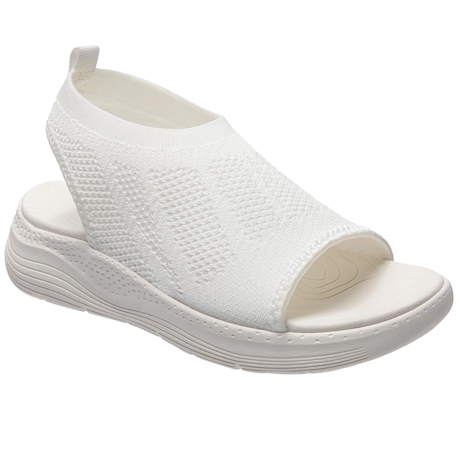 [STRDEOUT] サンダル レディース スポーツサンダル ニット メッシュ 夏 白 オフィス サンダル 歩きやすい 厚底 軽量 通気 ウォーキング オシャレ