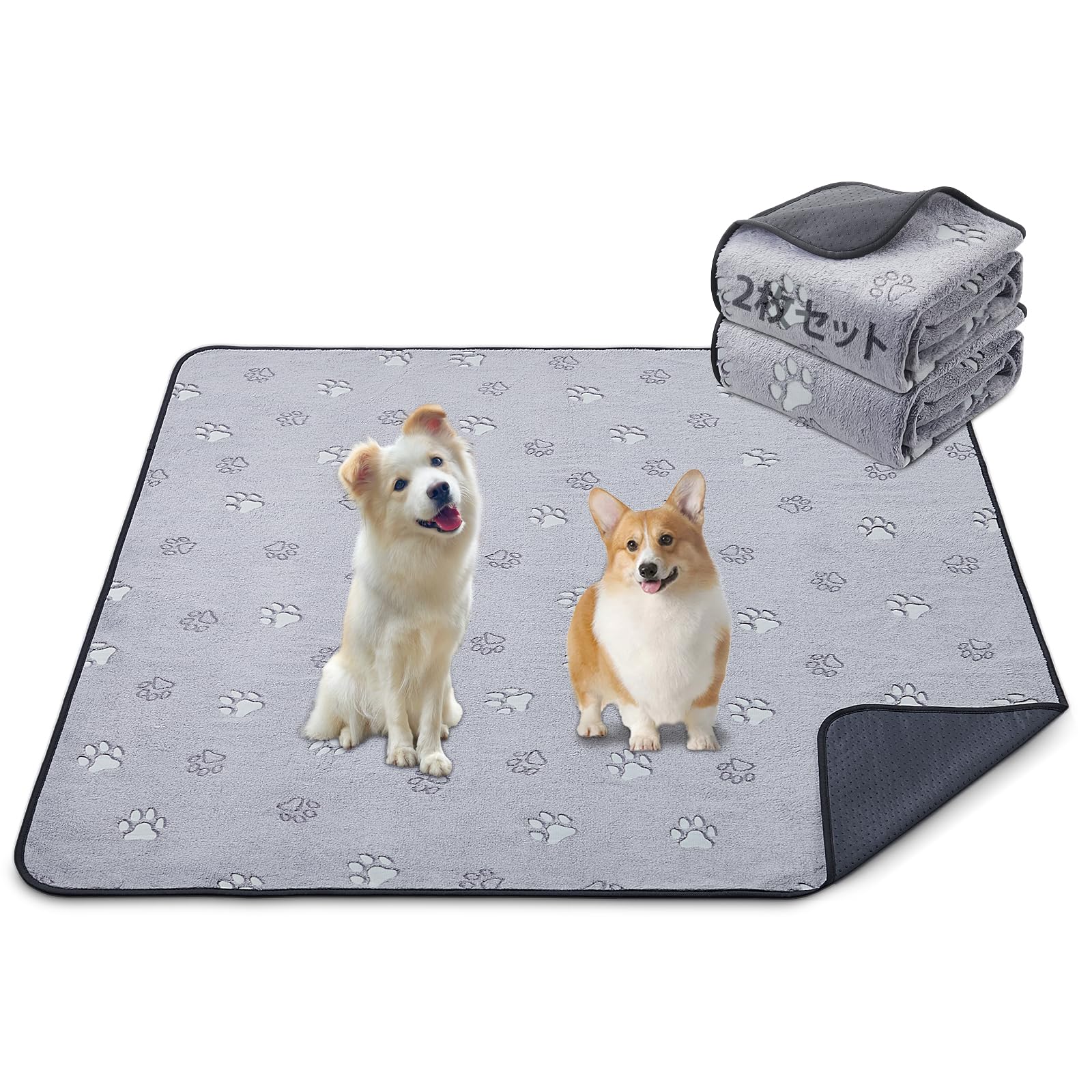 LOOBANI 洗えるペットシーツ 超吸水 ペットシーツ 洗える 滑り止め おしっこマット 速乾 ペットマット 防水 漏れ防止 洗濯機で丸洗い おしゃれなデザイン 消臭 介護 エコ 噛み耐性 抗菌加工 子犬とシニア犬のトイレトレーニング おしっこマット 犬
