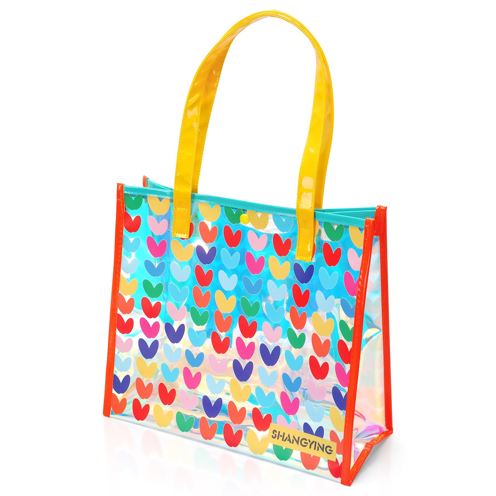 [Neiang] プールバッグ 女の子 幅32cmx高さ28cmxマチ14cm 水泳バッグ ビニール スイミングバッグ プール 小学生 ビーチバッグ 水着入れ 着替え収納 透明 トートバッグ 海水浴 運動会