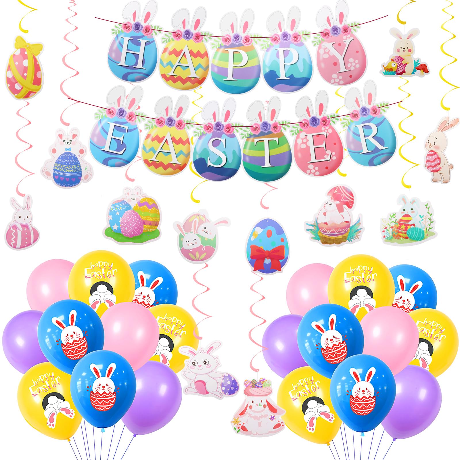 Neiang イースター 飾り 33点セット イースター バルーン ガーランド イースター デコレー ...