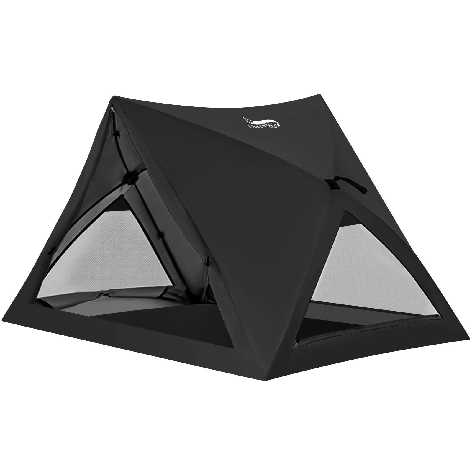 Rakuten - DesertFox テント ワンタッチ 1-2人用 3秒で組み立て・収納 4000mm耐水圧 テント キャンプテント コンパクト軽量 撥水加工素材 自立式 二重層構造 4シーズン 簡単設営 初心者向け UVカット 通気防風防雨 収納袋付きSJ (くろ,L)