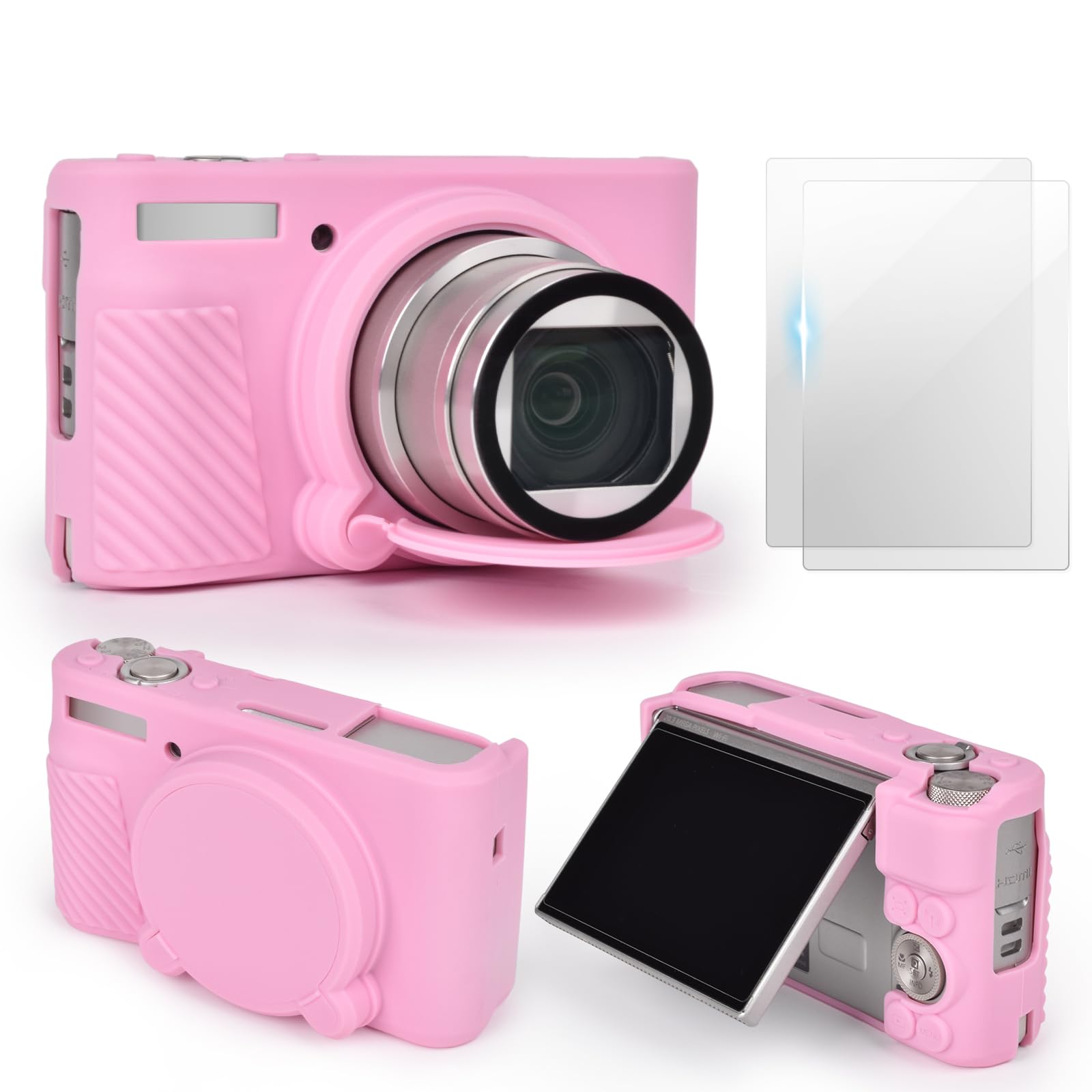 Rakuten - VOVMOEYA SX740/730ケースセット、シリコンケース+ガラス保護フィルム CANON SX740/SX730との互換性あり シリコンカバー キャノン デジタルカメラ 保護カバー SX740・SX730 HSコンパクトカメラ シリコンケース 強化