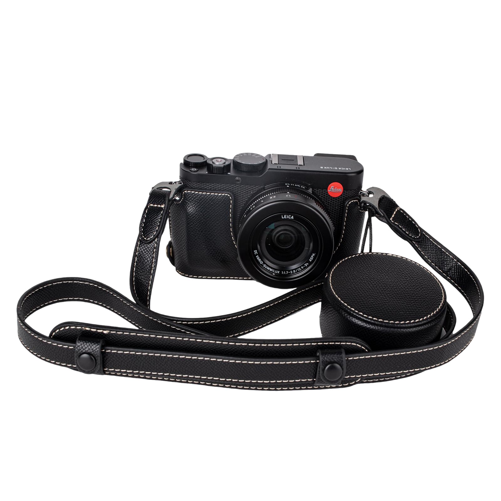 樂天商城 - VOVMOEYA カメラケース For Leica D-LUX8，レンズキャップ付き ストラップ付き DLUX8ボディケース For leica D-LUX 8カメラケース DLUX8 カメラ保護カバー PUレザー D状ネジ穴付き 底面開閉 電池交換 全面