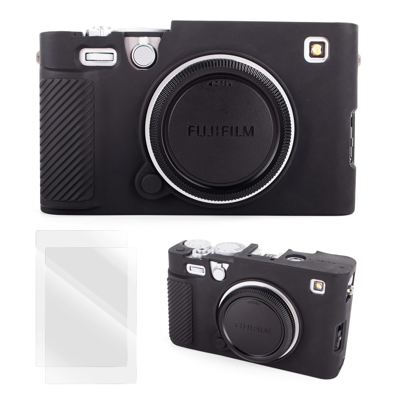 樂天商城 - VOVMOEYA 富士フイルム XE5 X-E5用シリコンケース、富士フイルム XE5 X-E5用アクセサリー、富士フイルム XE5 X-E5カメラ用0.25mm超薄型スクリーンプロテクター2枚付き - ブラック