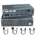 KCEVE 8K@60Hz USB3.0 KVM切替器 2入力2出力、ミラー/拡張モード (2 HDMI+2 DPポートPC) KVM Switch KVMスイッチ PC2台とモニター2台対応 キーボード、マウスを2PCで共有 簡単に接続 手元スイッチ付き