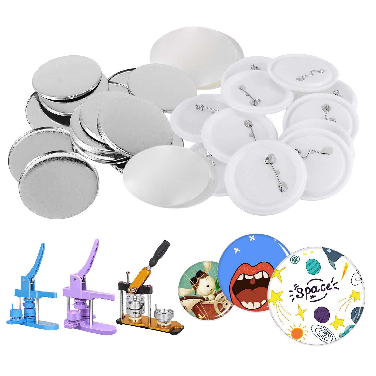 100個缶バッヂ ボタンバッジ バッジ作成用品 手作り缶バッジパーツ バッジ部品 58mm 缶バッジマシーン..