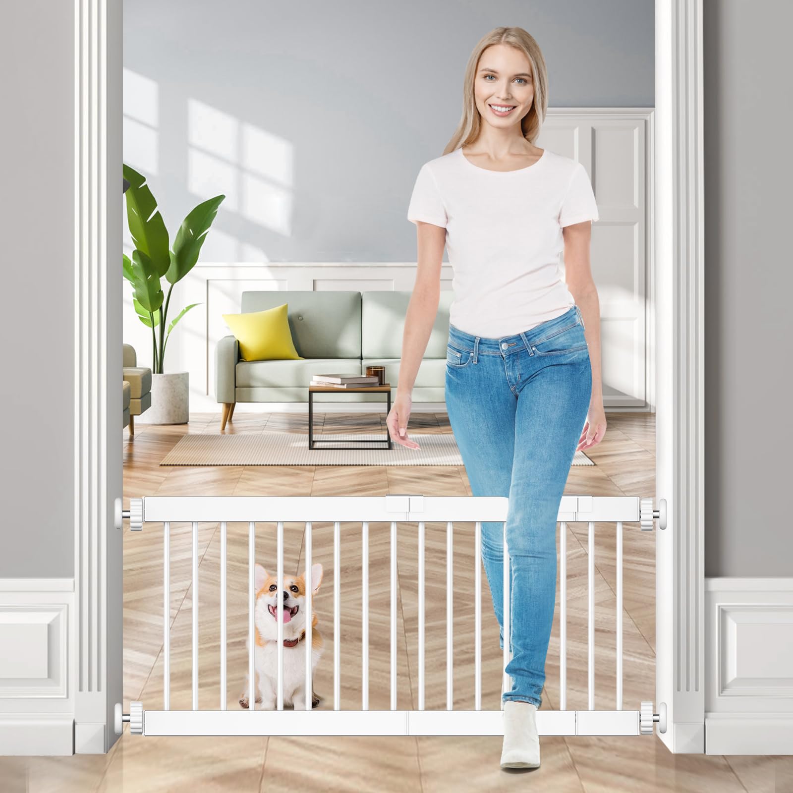 樂天商城 - ペットゲート 犬 Fldofaves ロータイプ 犬 ゲート ペット 柵 犬ゲート 犬用ゲート 小型犬 中型犬 室内 幅45cm-115cm 高さ60cm ホワイト