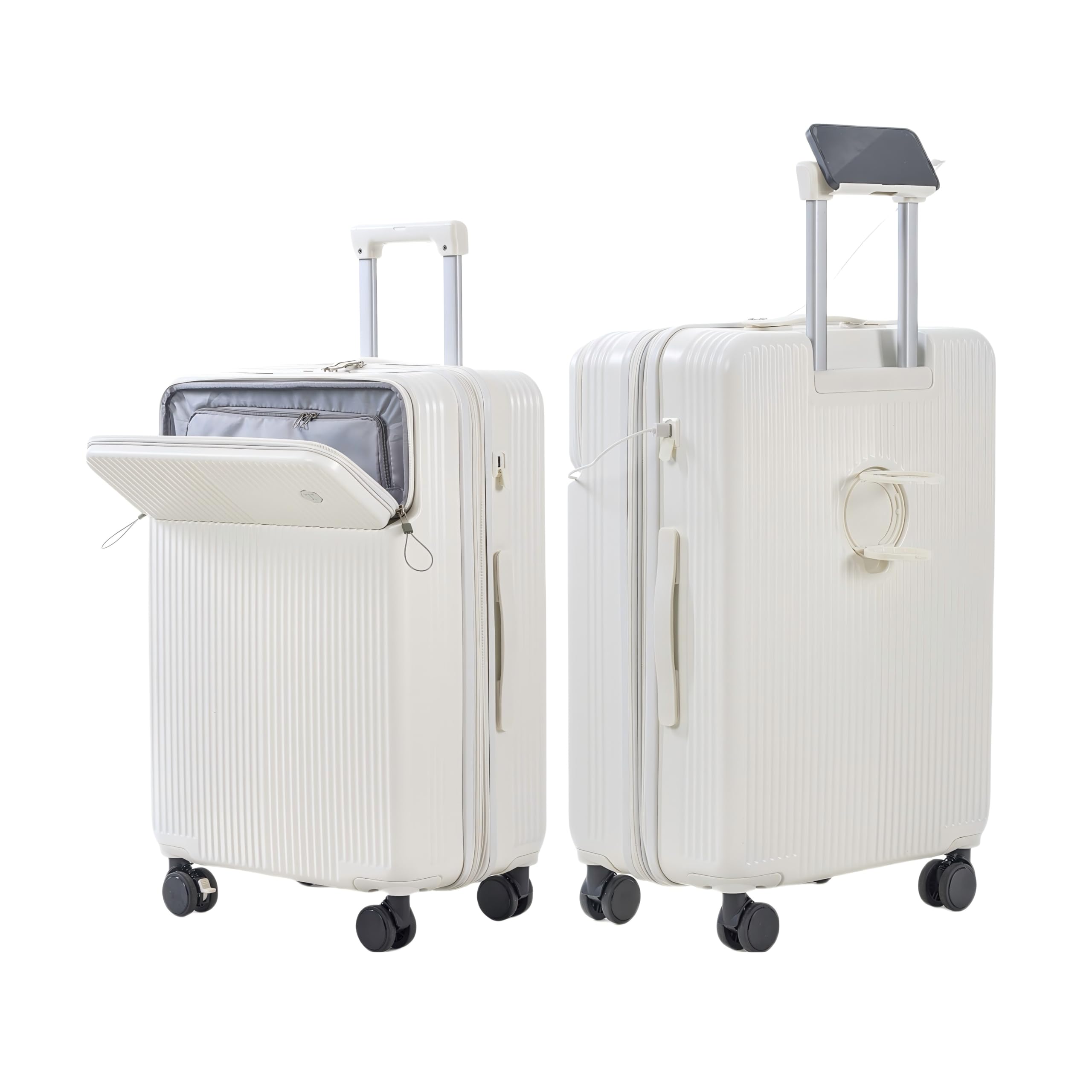 樂天商城 - [Yuweijie] スーツケース 拡張型 フロントオープン ストッパー付き キャリーケース 多機能 Mサイズ 軽量 大容量 機内持ち込み 4泊5日 トップポケットパソコンケース キャリーバッグ USB カップホルダー付き 携帯スタンド 頑丈 TSAロック