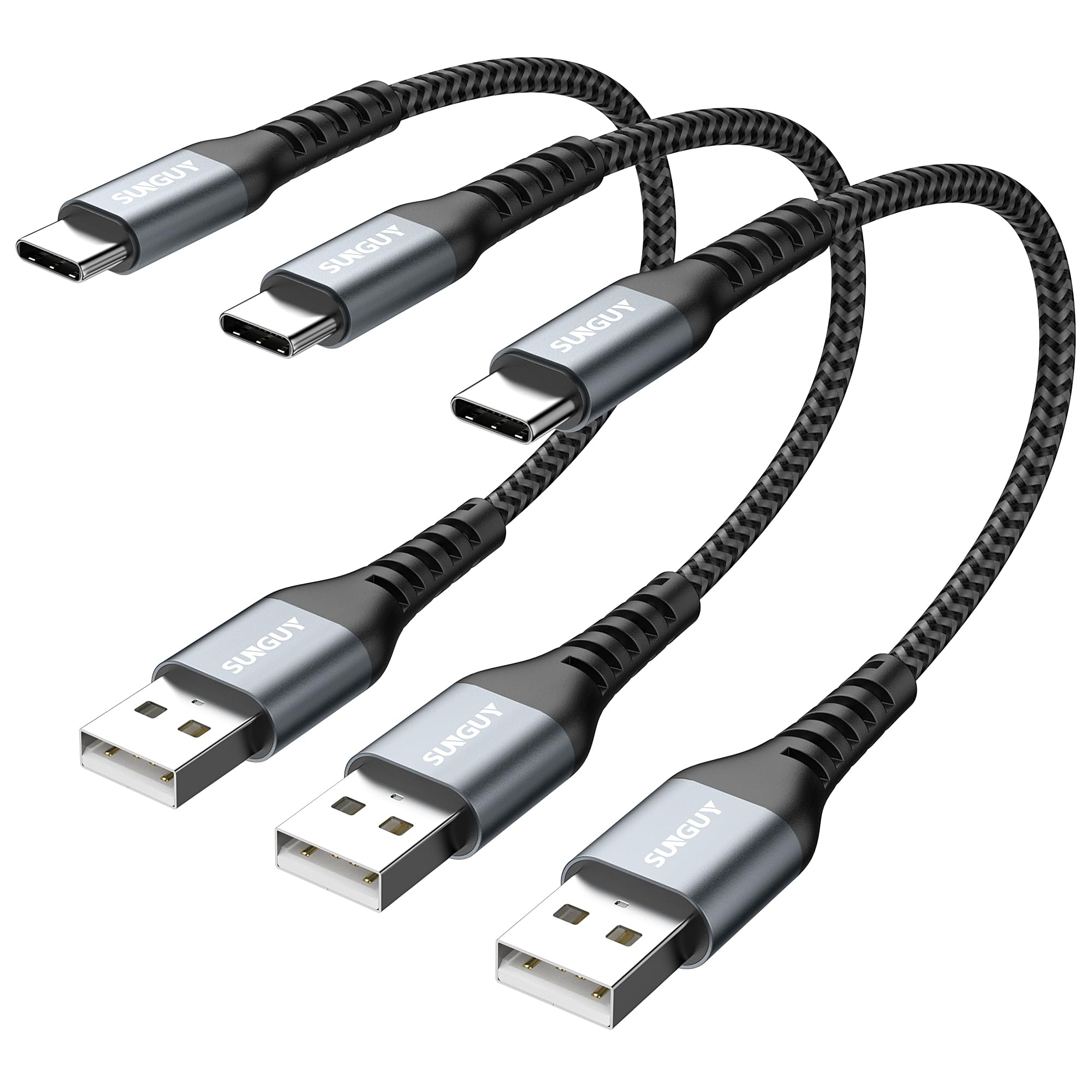 SUNGUY USB Type C ケーブル 0.15M 【3本組】 QC3.0/2.0最大18W急速充電 タイプc ケーブル 15cm 短い t..