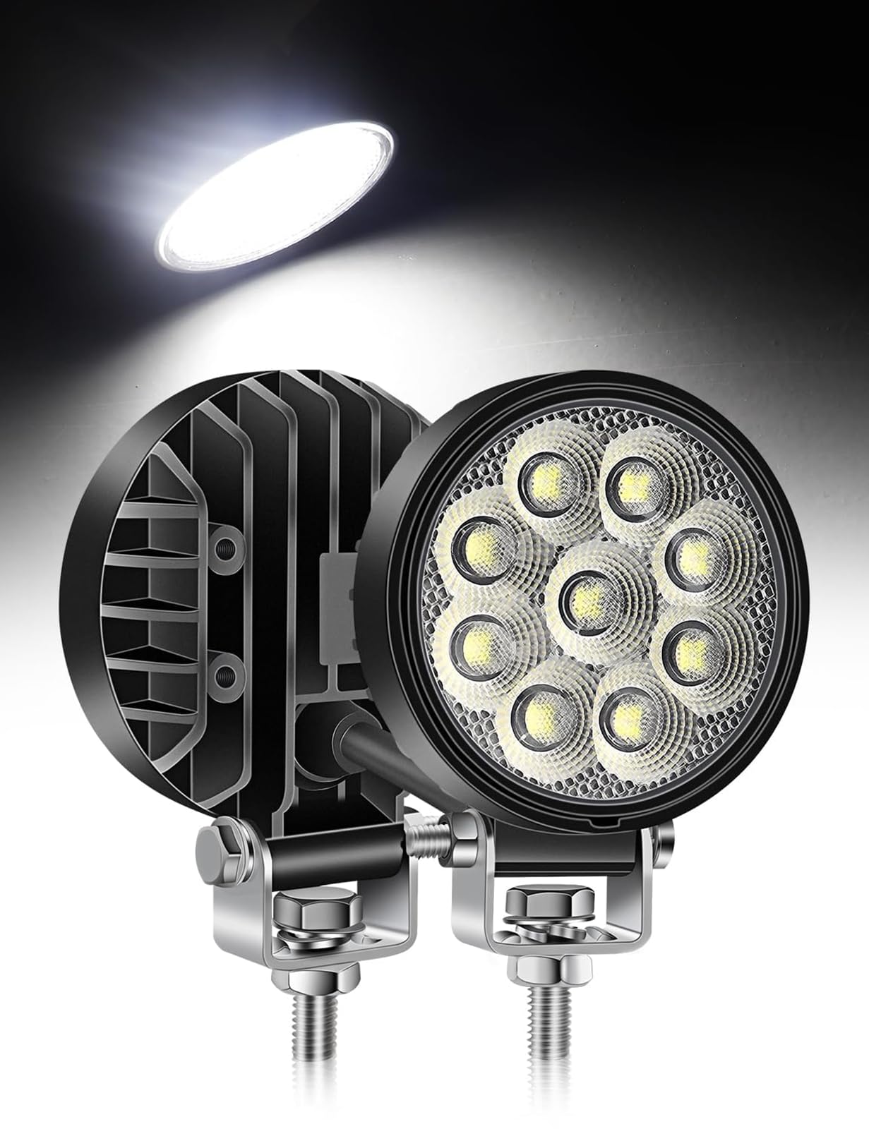 樂天商城 - Northyun 27W LED 作業灯 3インチ 新型広角設計 円形ワークライト IP67防水防塵 150°広角フラッドライト 白光 6500k フォグランプ 12V/24V対応 車 オフロード ボート トラック 4x4 SUV ATV用 ブラケット付き