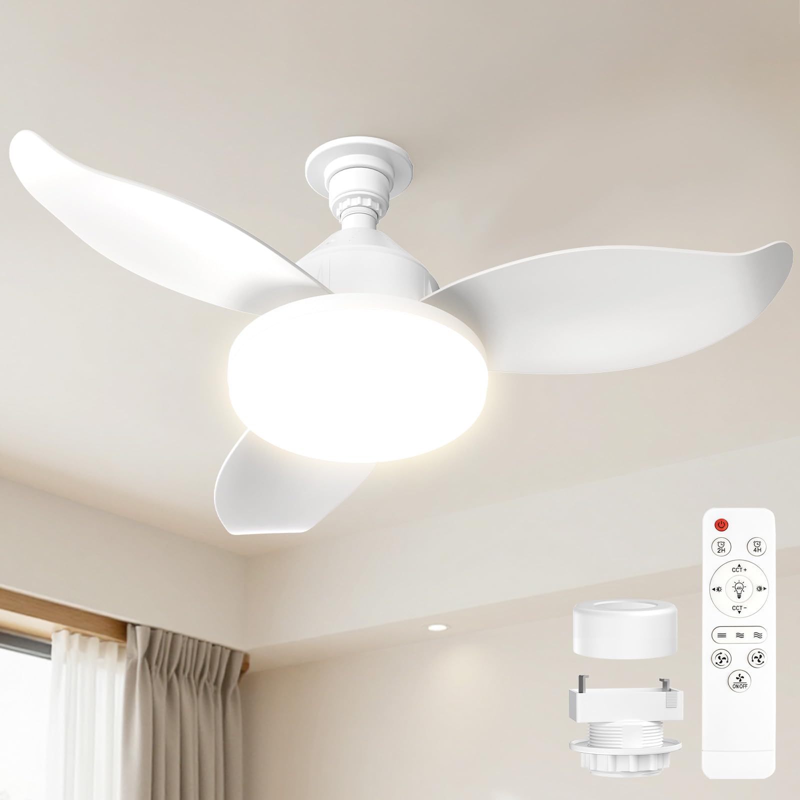 Rakuten - SUKITEN シーリングファンライト LED 【2026 限定モデル・3重のセーフティ構造・大風量】Φ63.5cm 正逆回転 38W 3500lm 抜け止め構造の羽根 DCモーター 静音 無段階調光調色 壁スイッチメモリー機能 タイマー機能 軽量 薄型