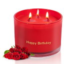 KAMMAK アロマキャンドル ジャーキャンドル ローズの香り 350g Happy Birthday 天然大豆ワックス 無煙綿芯 ガラスの瓶 ギフト 癒しグッ...