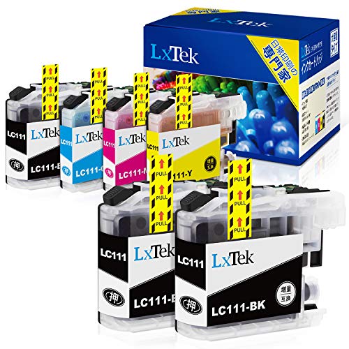 Rakuten - 【LxTek】LC111-4PK 互換インクカートリッジ ブラザー(Brother)用 LC111 インク 4色セット+黒2本(合計6本) 大容量/説明書付/残量表示/個包装 DCP-J552N DCP-J557N DCP-J952N DCP-J957N