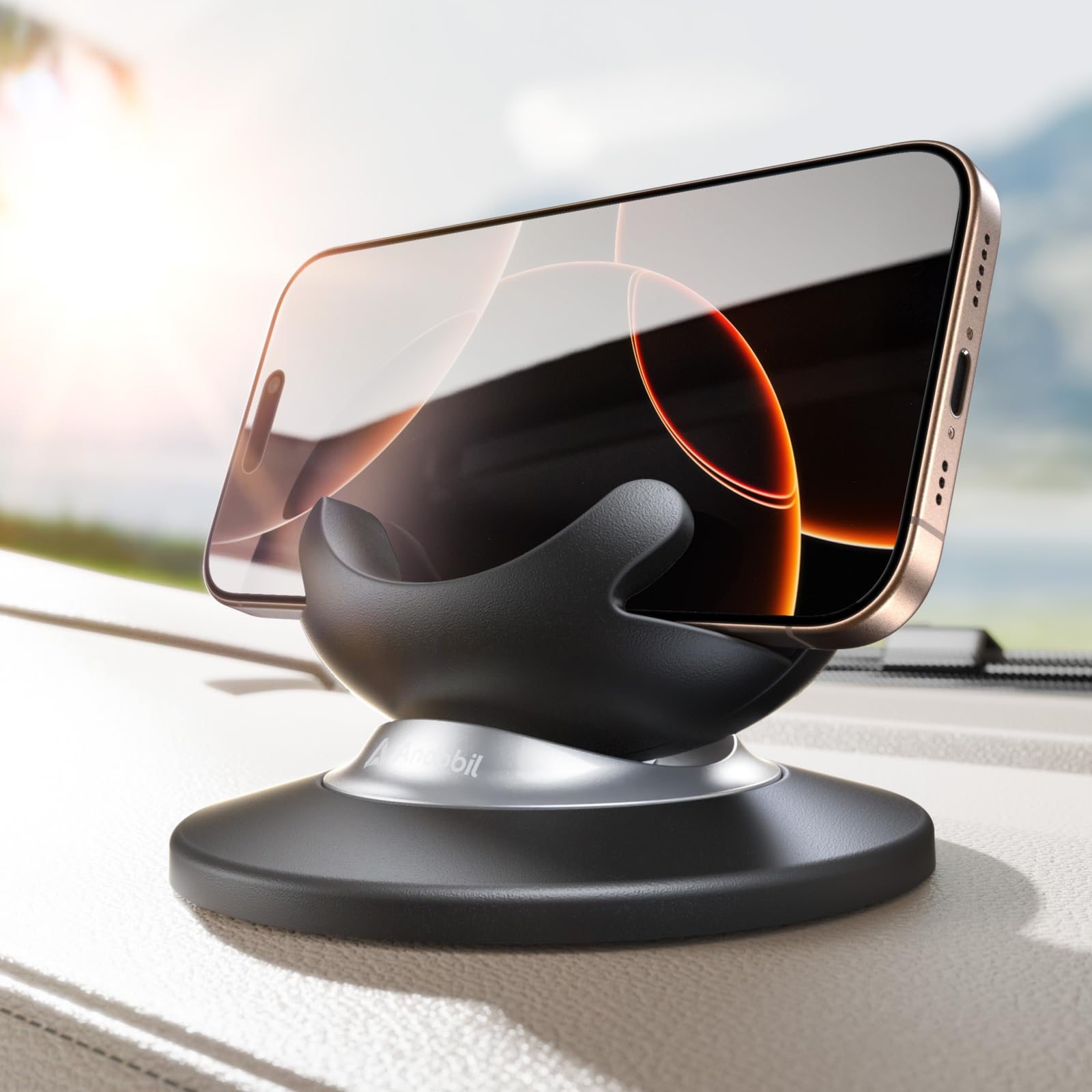 【2025改良型＆より快適な使い心地】 Andobil スマホホルダー 車 置くだけ スマホスタンド 車 【強力な粘着パット＆業界(1)のクリップ力】 角度調整可能 車載スマホホルダー 手帳型ケース対応 シリコン製 滑り止め 携帯ホルダー 車 脱着簡単 車