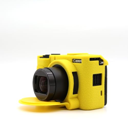 VOVMOEYA Canon PowerShot V1ケース用カメラケース、Canon v1カメラシリコンケース、超薄型スクリーンプロテクター2枚、取り外し可能なレンズキャップ付き