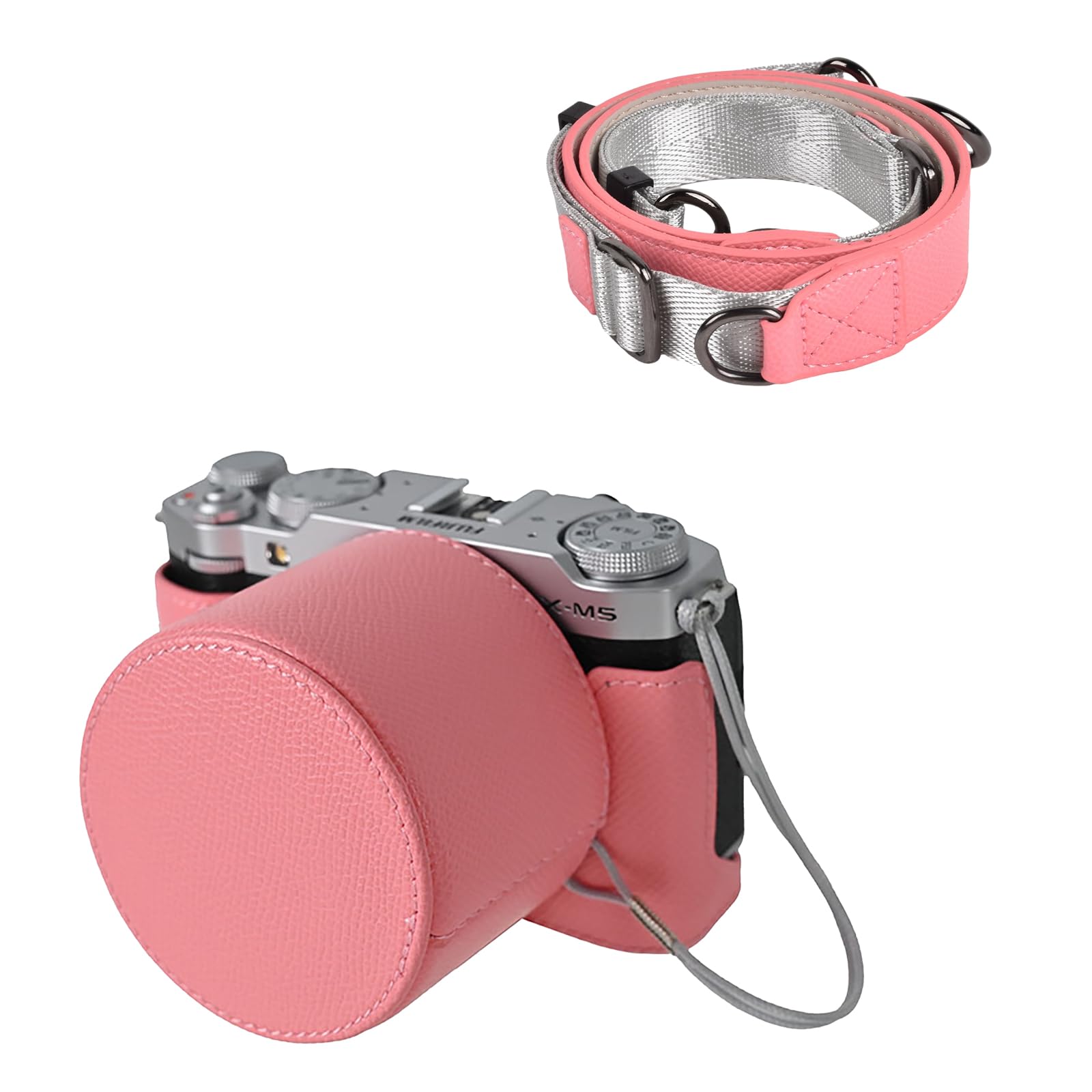 VOVMOEYA カメラケース For Fujifilm X-M5，レンズキャップ付き ストラップ付き Fuji XM5ボディケース ..