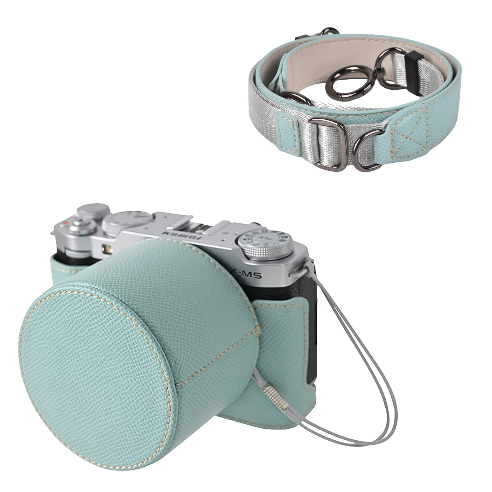 VOVMOEYA カメラケース For Fujifilm X-M5，レンズキャップ付き ストラップ付き Fuji XM5ボディケース ..