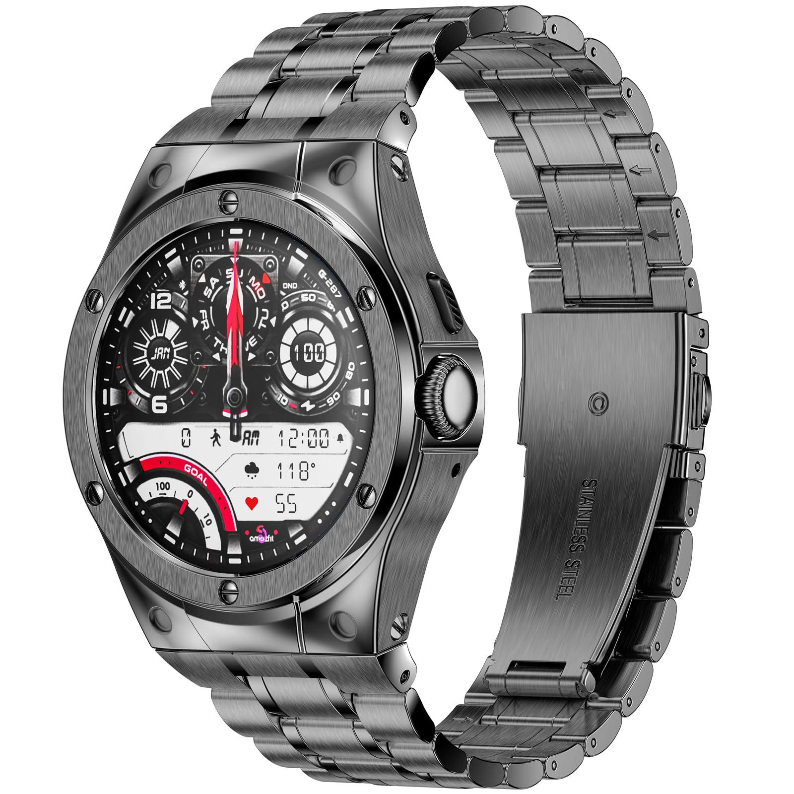 [MioHHR] ステンレススチールケースとバンドは、Google Pixel Watch 3 と互換性があり、Google Pixel Watch 45mm用ストラップ付きメタル保護バンパーカバー、男女兼用 グレー