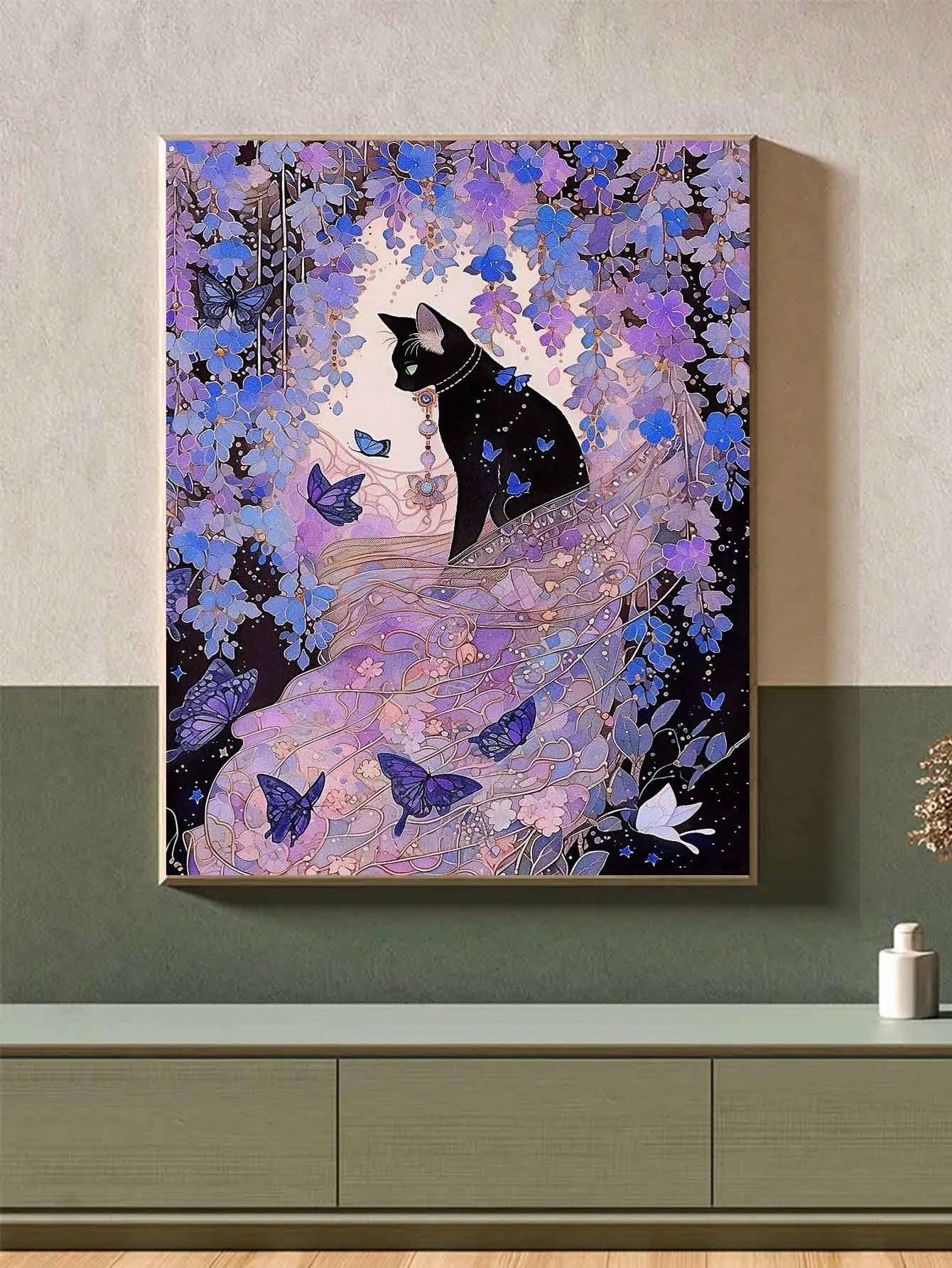 樂天商城 - LEADINTOP ダイヤモンドアート パープルキャッ 30X40cm 丸いビーズ ダイヤモンドペインティング キット モザイクアート 人気 ビーズアート かわいい DIY 手作り 手芸プレゼント 装飾