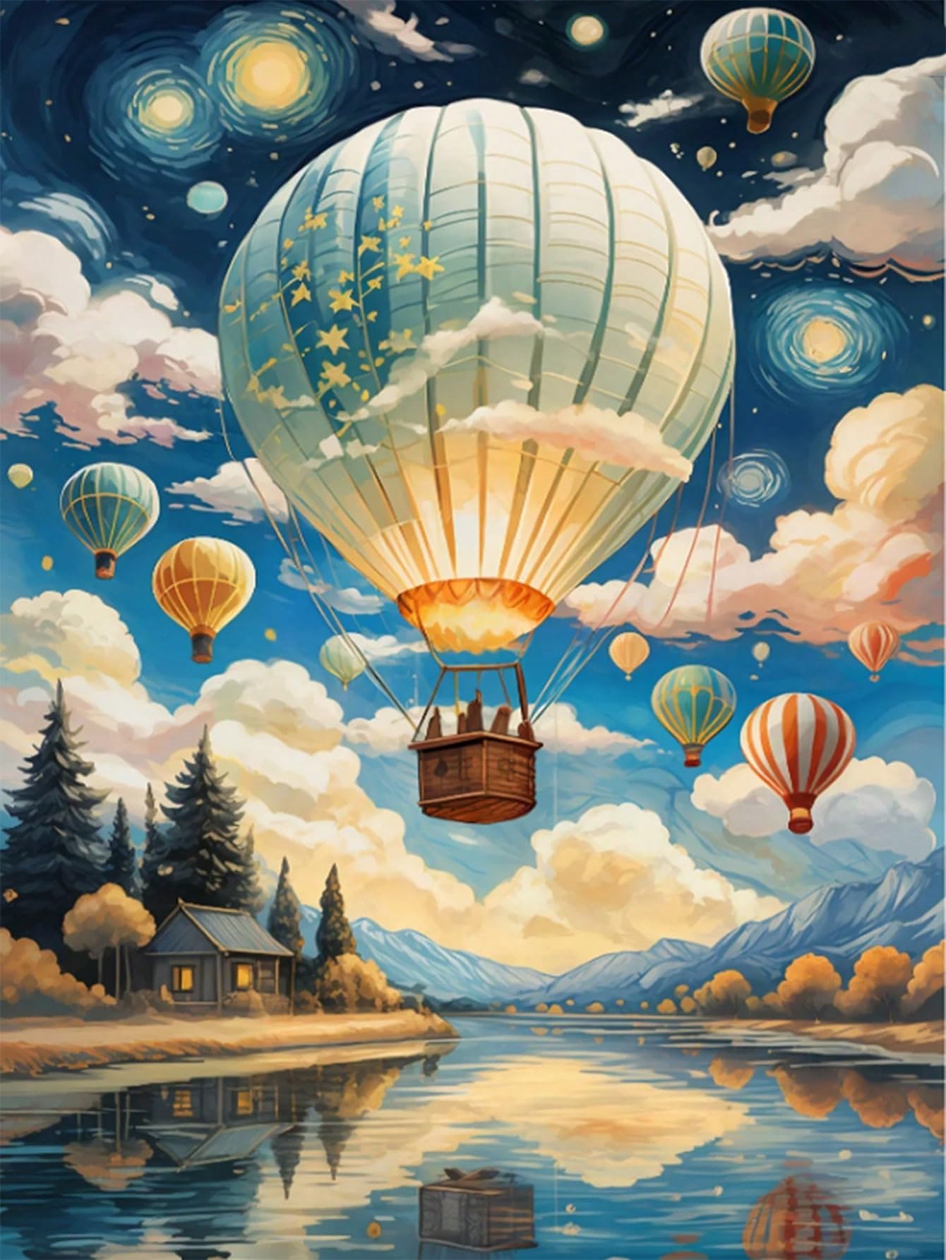 樂天商城 - LEADINTOP ダイヤモンドアート 熱気球 30X40cm 丸いビーズ ダイヤモンドペインティング キット モザイクアート 人気 ビーズアート かわいい DIY 手作り 手芸プレゼント 装飾