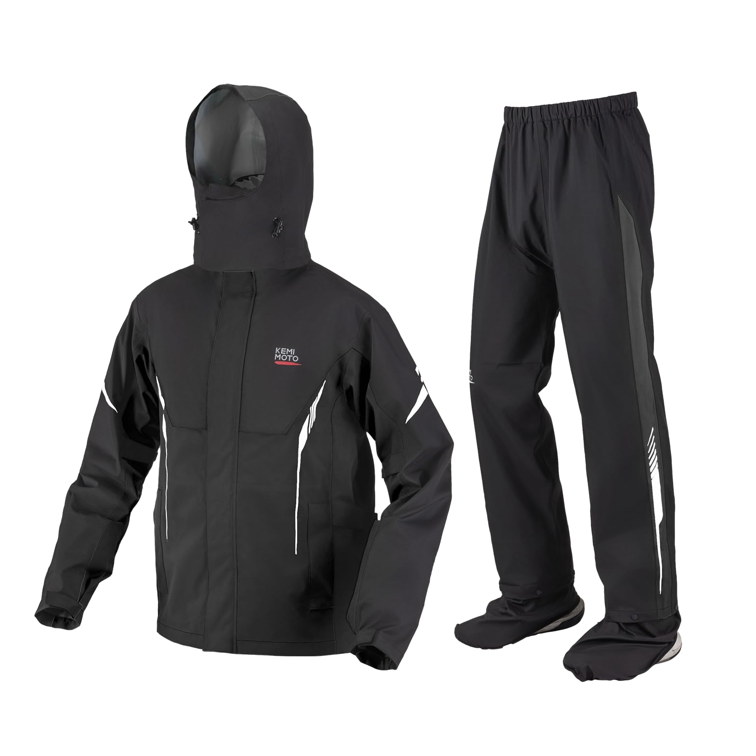 樂天商城 - [KEMIMOTO] バイク レインウェア レインコート【耐水圧20000mm&透湿性10000g/m・/24h】 上下セット レインスーツ メンズ バイク用レインジャケット カッパ 通気口付き 取り外し式フード 反射ストリップ 自転車 登山 防水 雨具