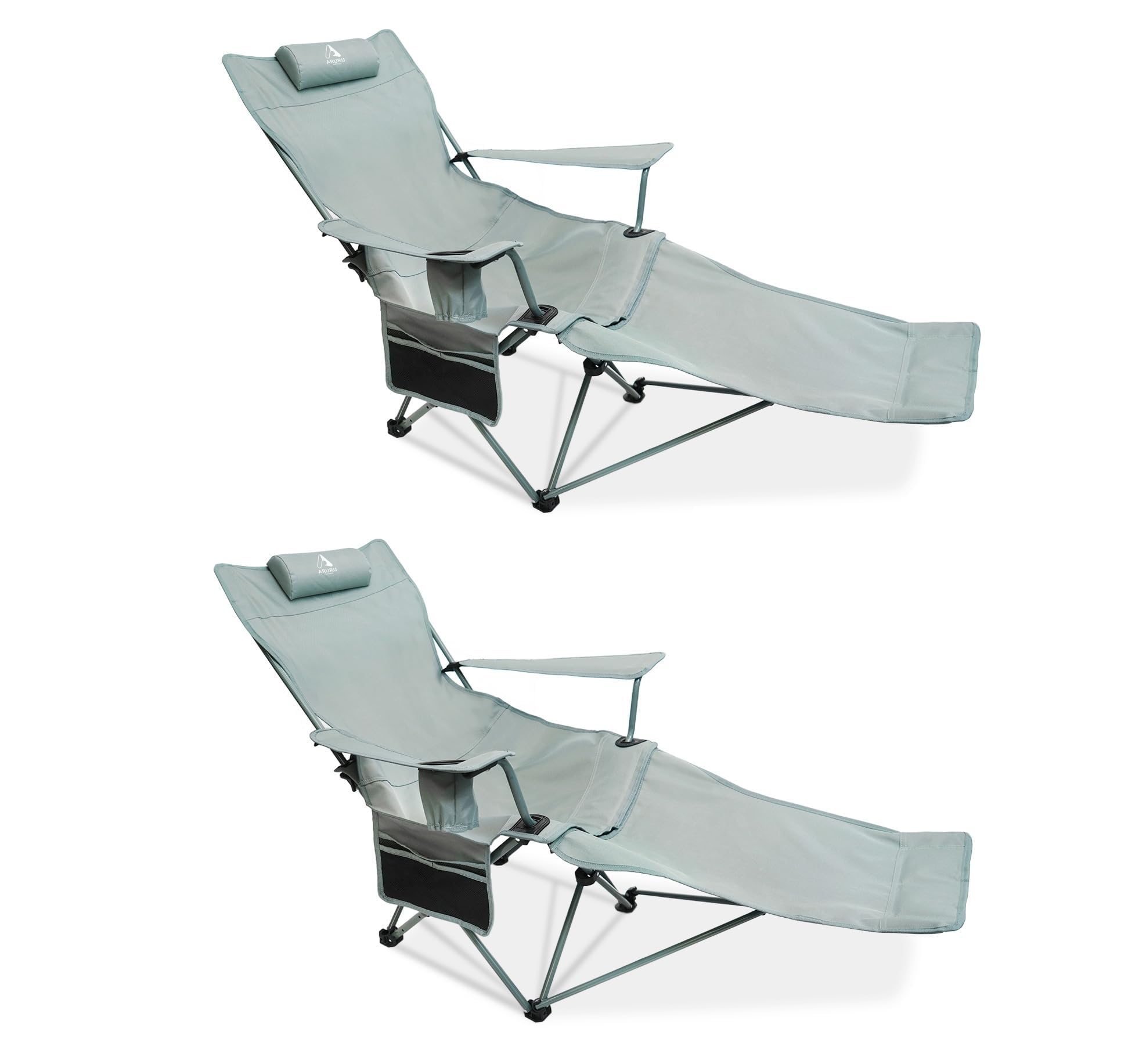 樂天商城 - 2-in-1 リクライニング キャンプチェア ポータブル折りたたみラウンジチェア フットレスト&調節可能な背もたれ付きンド カップホルダー&収納バッグ付き 大人用 頑丈