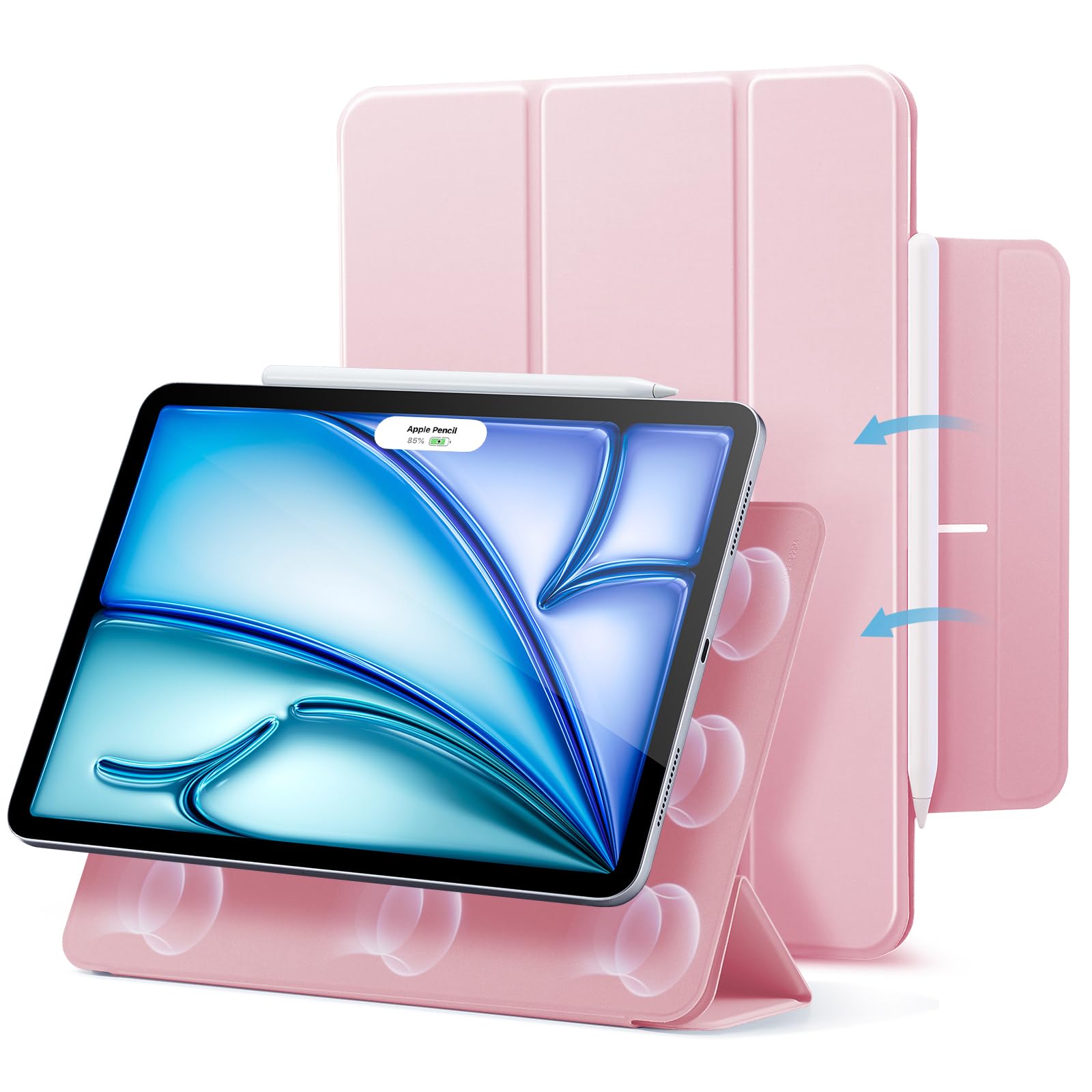 樂天商城 - ESR iPad Air 11インチ ケース M2 (2024、第6世代)、iPad Air 第5/4世代 ケース(2022/2020)、iPad Pro 11 ケース(2018)専用 強力マグネット吸着式 スリムな三つ折りスタンドケース Pencil P