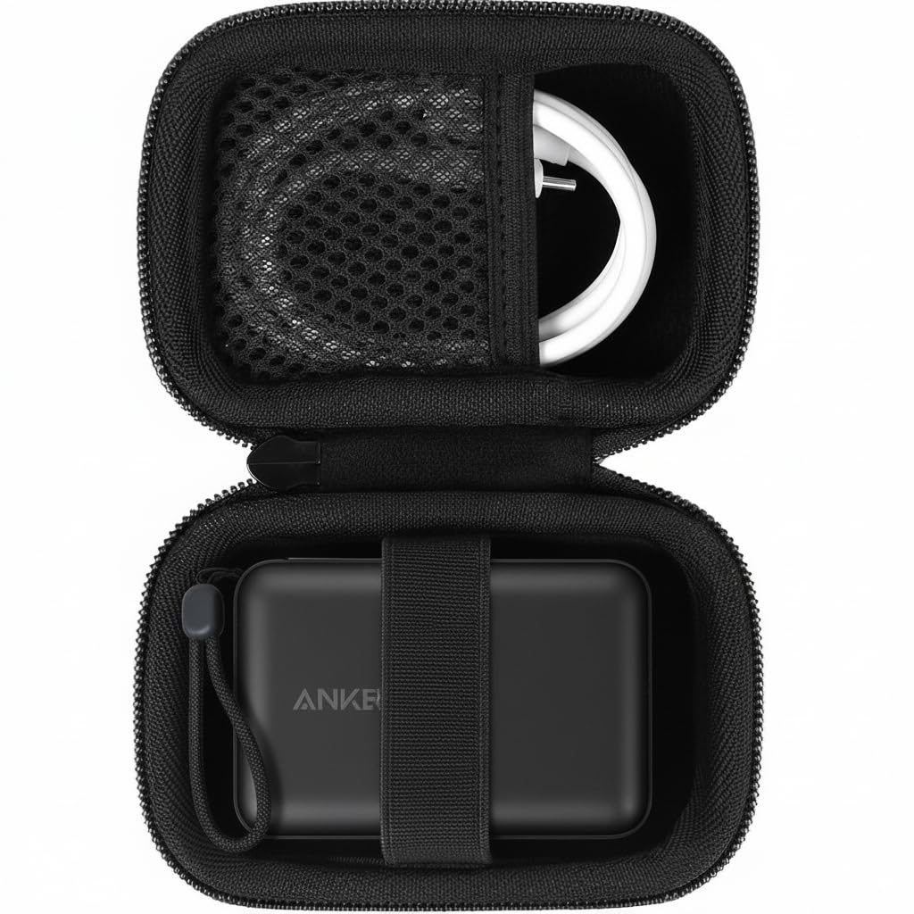 （ケースのみ）Anker Nano Power Bank (10000mAh, 45W, 巻取り式 USB-Cケーブル)モバイルバッテリー A1638専用収納ケース,ブラック-Khanka