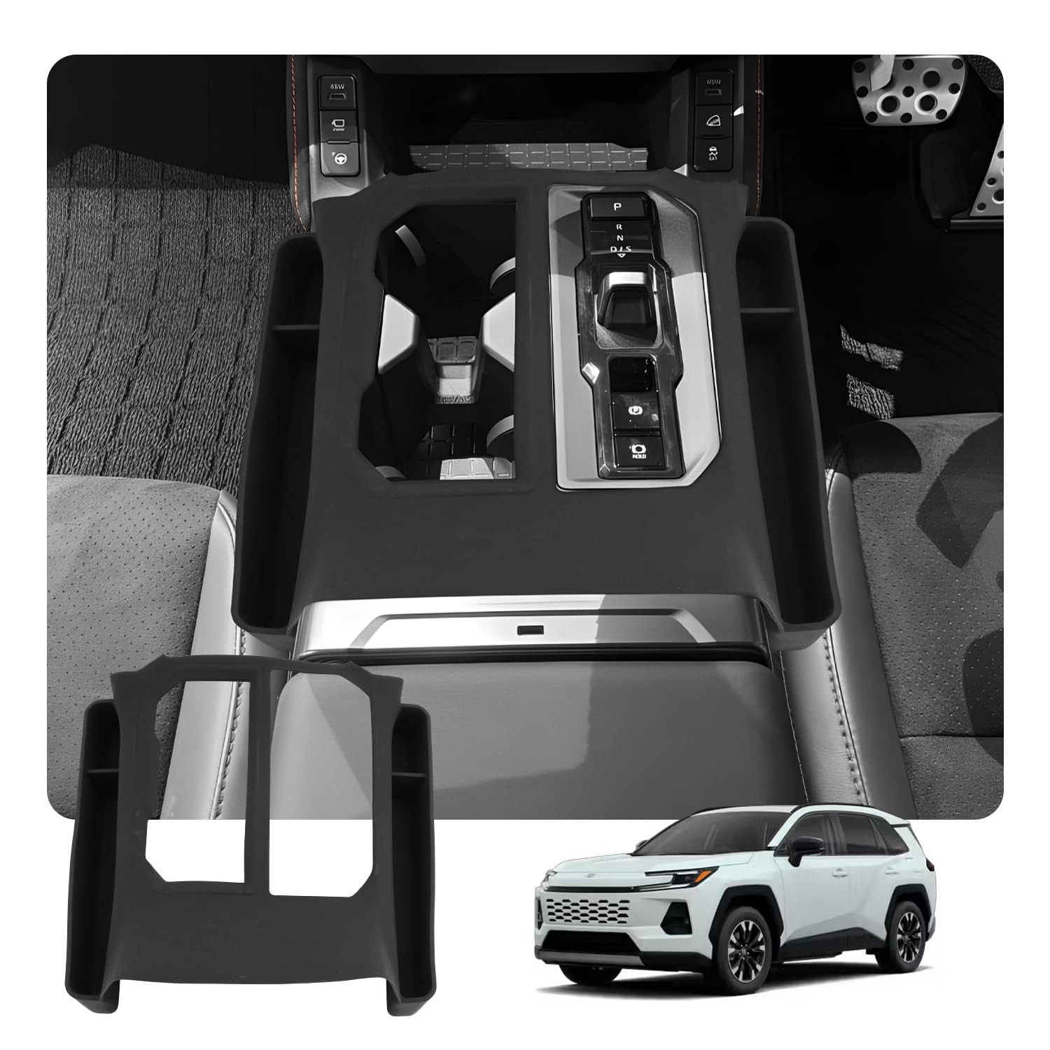 Rakuten - HUAHAO トヨタ 新型 RAV4 6代目専用コンソールボックス サイドボックス シフトパネル保護マット rav4 隙間収納 コンソールボックス 小物入れ 整理整頓 滑り止め お手入れ・取付簡単 新型RAV4 アクセサリー 車種専用