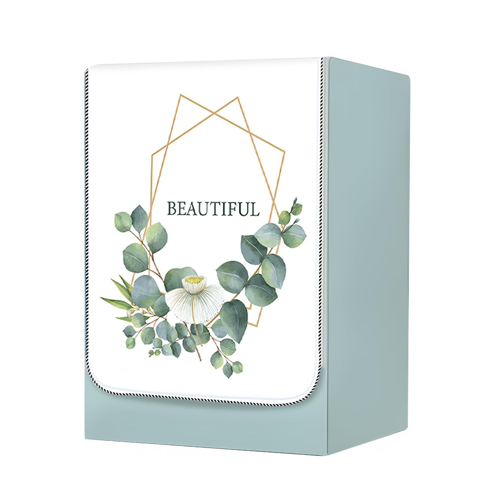 ドラム式洗濯機カバー 洗濯機カバー 屋外 洗濯機保護 防水生地 日焼け止め 光耐久 防水 防塵 防湿 オックスフォード 洗濯機 カバー 3面包み 老化防止 (緑の葉, 【M】60*85*60cm（容量8~10kgに対応）)