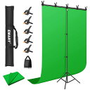 EMART 背景スタンド T字背景スタンド150X260cm 撮影スタンド 幅、高さ調節可能 背景スタンドセット グリーンバック150x200cm 生放送、web会議、ビデオ通信、動画などに適用 背景布 背景クロマキー合成、テレワーク、オンライン授業、オン