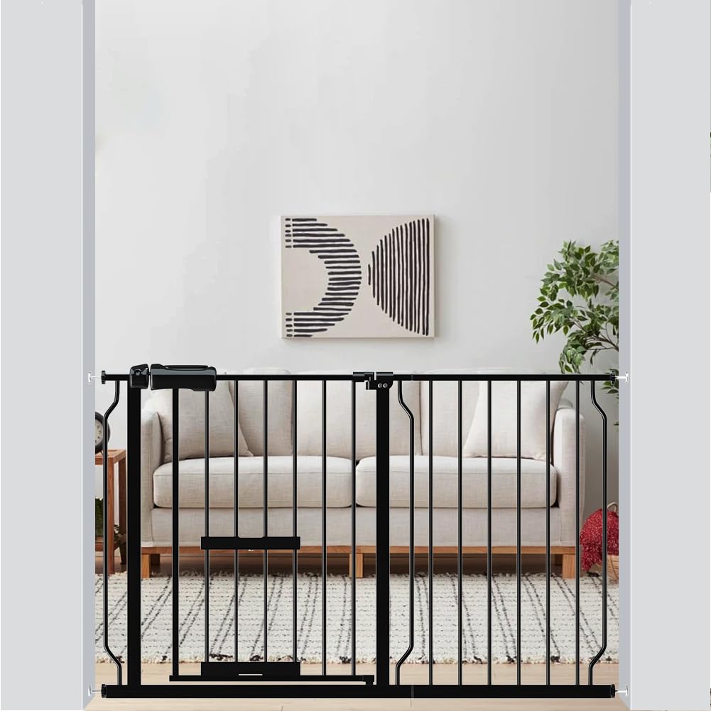 Qonimm ベビーゲート ペットゲート ペットドア付き 猫ドア付き 高さ78cm ロング 拡張フレーム付き 突っ..