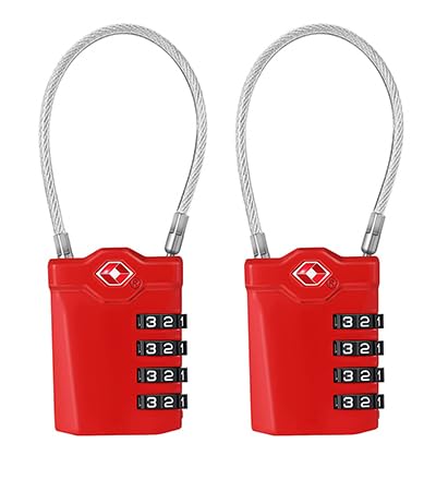 ZHEGE TSA ロック 南京錠 4桁ダイヤル式ロック ワイヤータイプ 旅行用 安心 防犯グッズ  ...