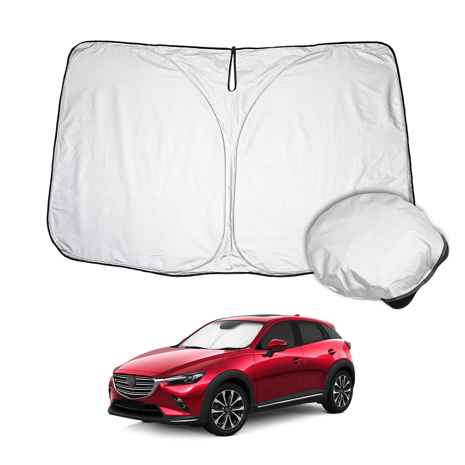 Rakuten - LUWU マツダ CX-3 アクセサリー マツダCX-3専用 車用サンシェード フロントガラス サンシェード マツダサンシェード 折り畳み式 UV保護 日よけ 日焼け止め 日差しカット 紫外線カット 収納バッグ付き