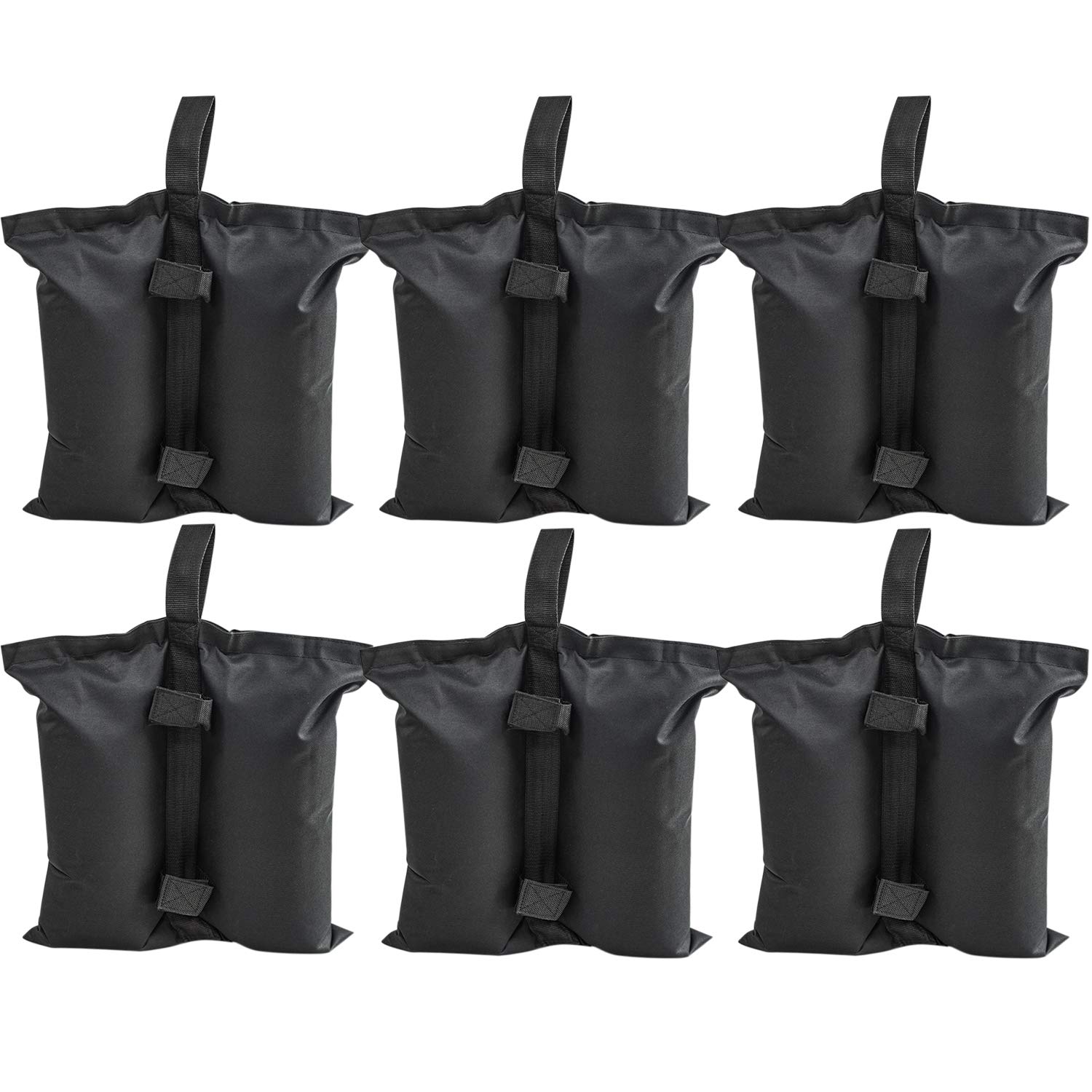 Rakuten - Sutekus テントやタープ固定用 砂袋 容量6L(砂10kg) ウエイトバッグ テント用重り 重し袋 テントウエイト マジックテープ式 6個入り (ブラック)