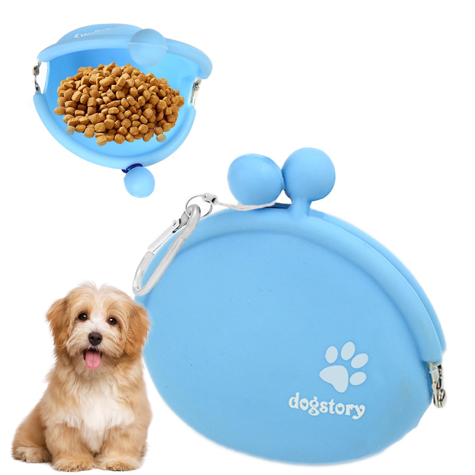 KASELIN 犬 おやついれポーチ 犬用トレーニングポーチ 餌入れ 訓練バッグ 犬用おやつポーチ おやつ入れ 撥水 犬の散歩 小物入れ袋 開閉便利 バックル 携帯しやすい お出かけ用 ペット用品 (青)